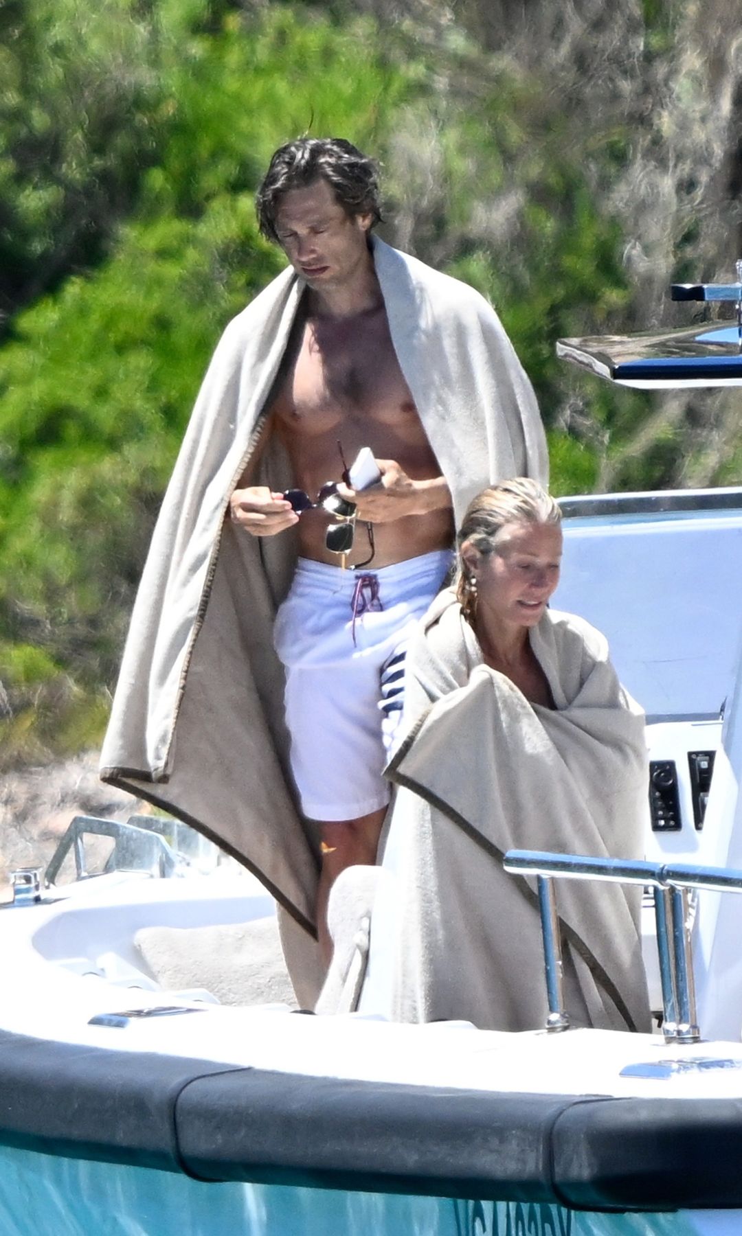 Gwyneth Paltrow and husband, Brad Falchuk, had a swim while spending time on Giancarlo Giammetti's yacht