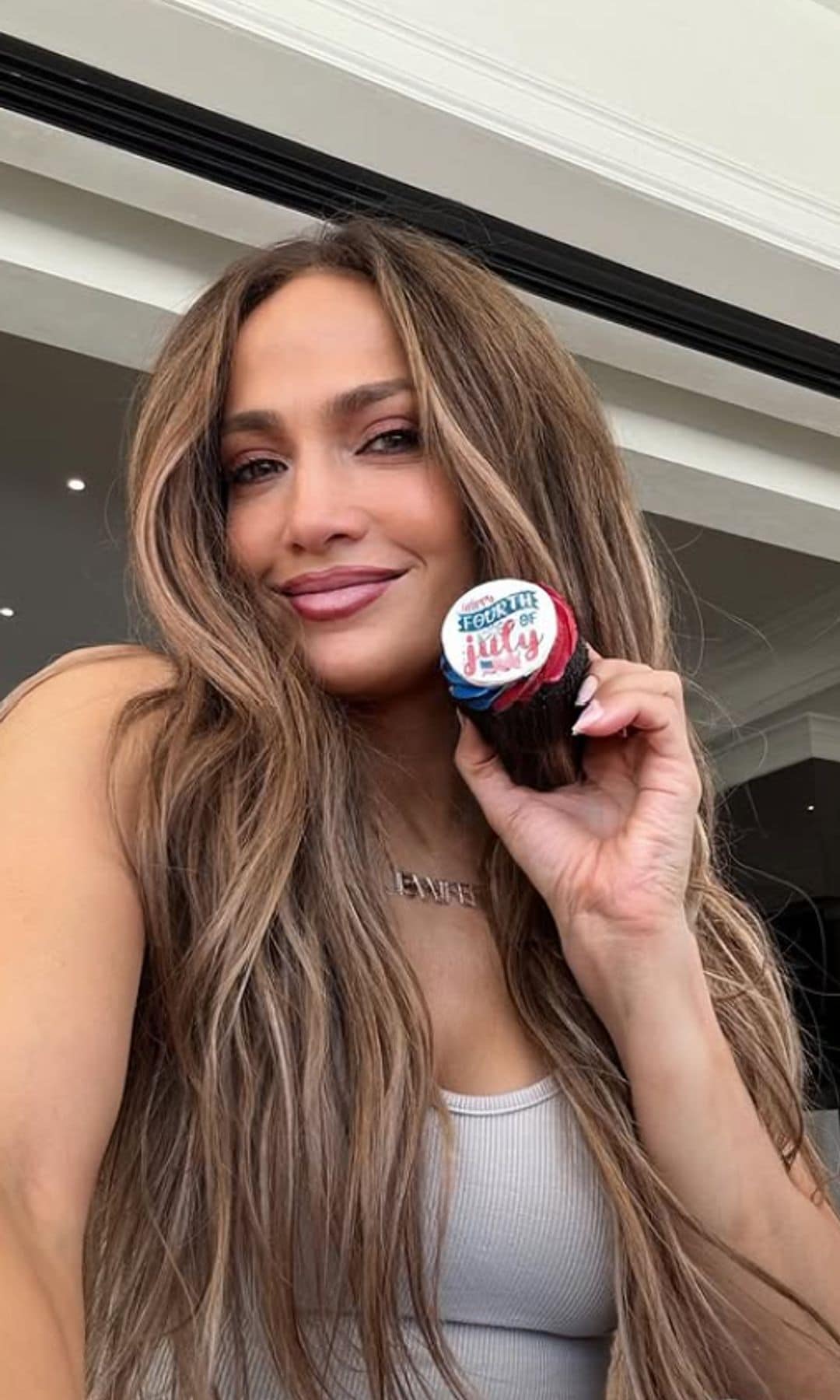 Lopez also shared her more serious 4th of July selfies