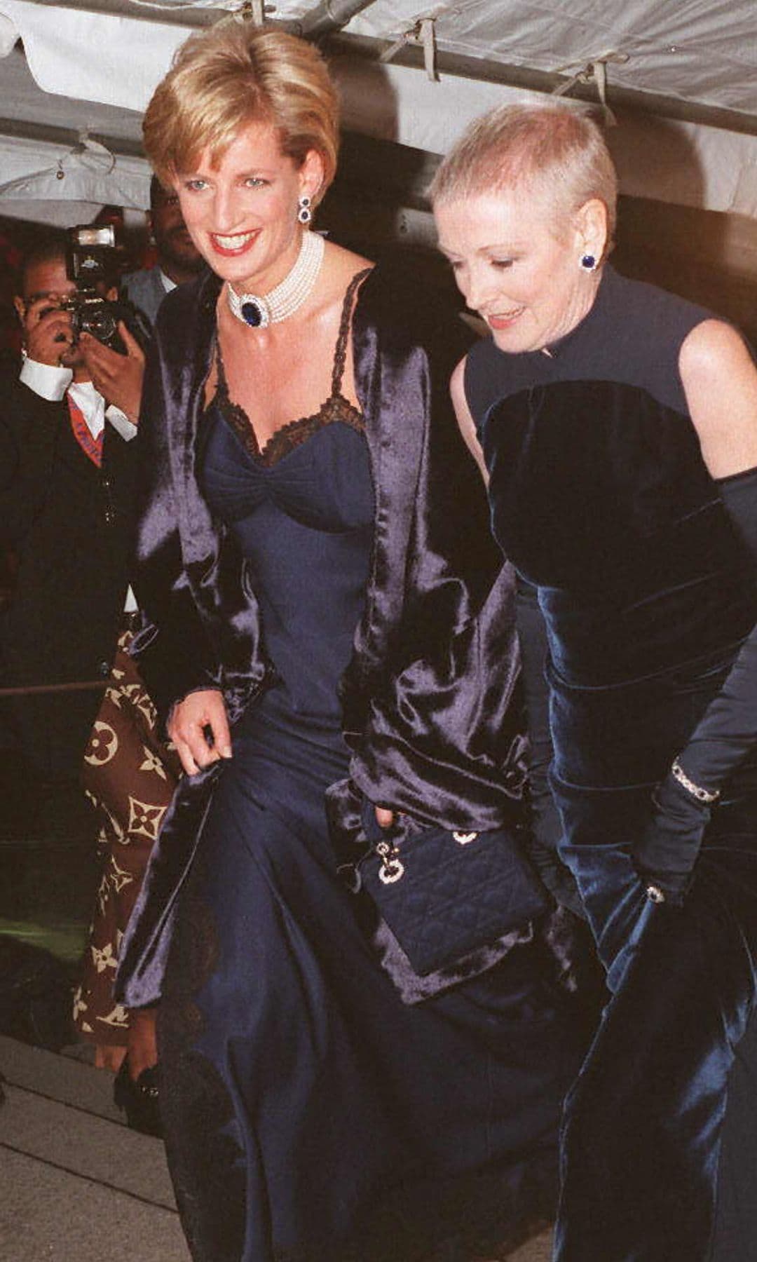 Princess Diana pictured at the Met Gala with a Lady Dior bag in 1996