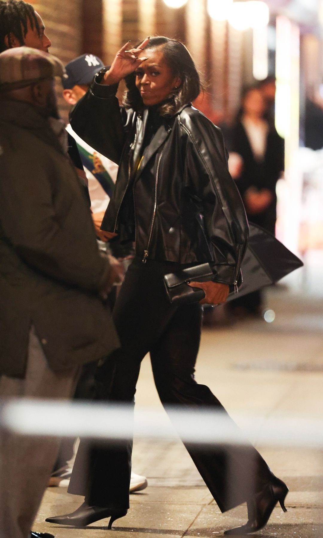 Michelle Obama looked stylish as she stopped by New York to stop by Stephen Colbert's show