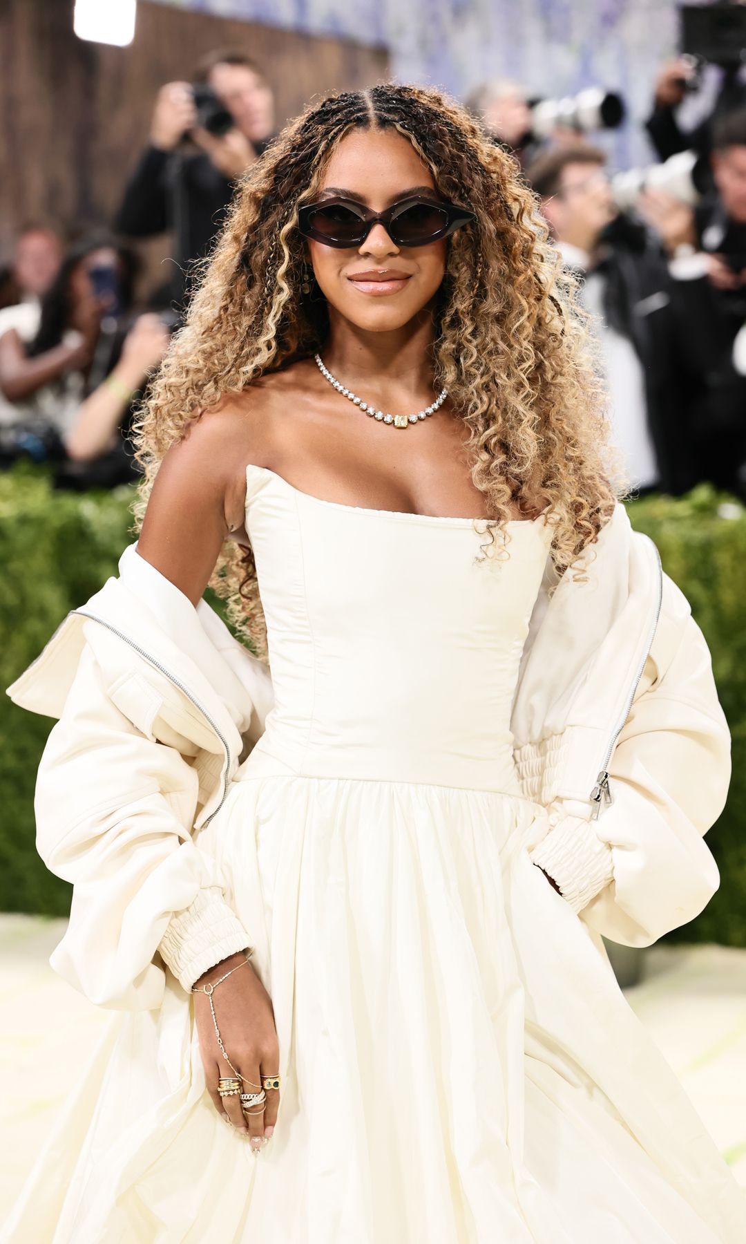 Blue Ivy Carter switches things up with a blonde waist-length ponytail braid