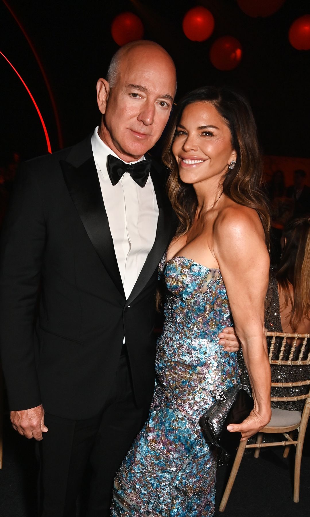 Lauren Sanchez Bezos and Jeff Bezos coordinate in silk for romantic Fashion Week night out