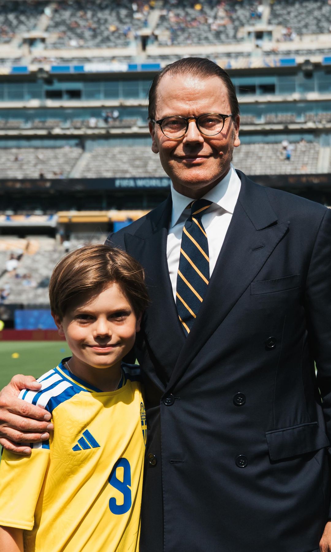 Prince Oscar and Prince Daniel supporting Sweden's national team