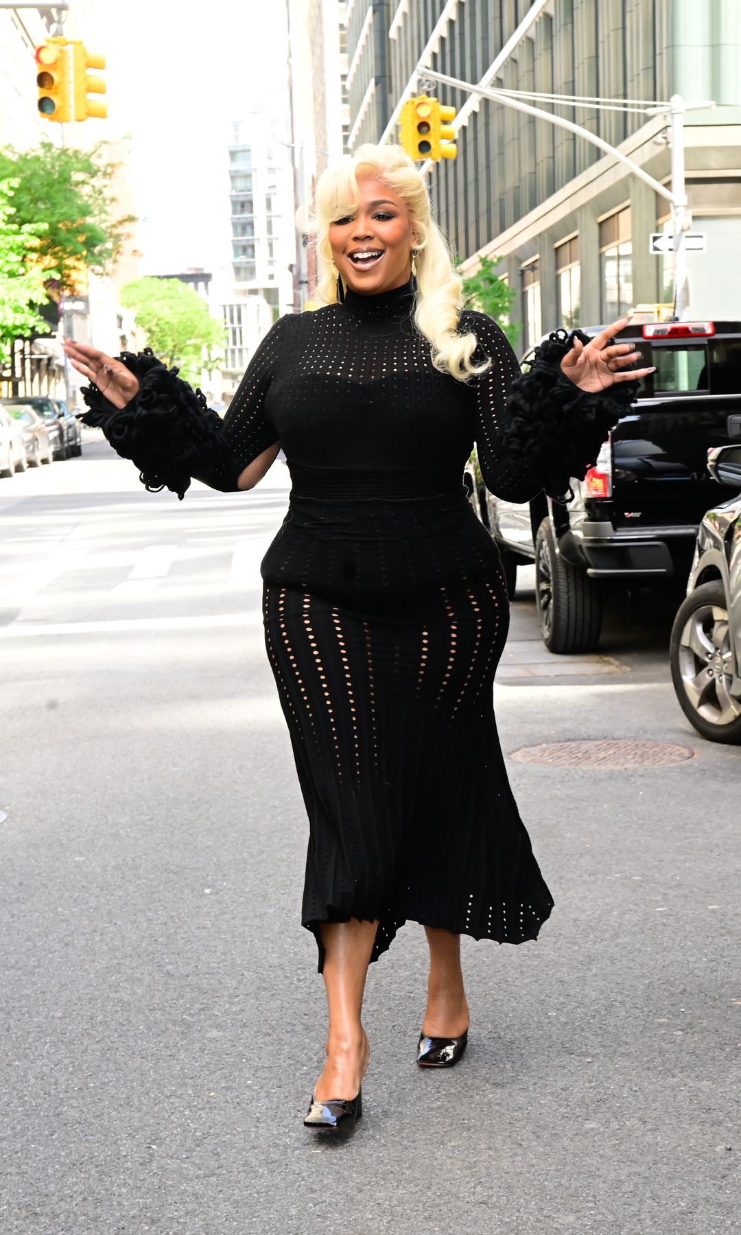 Lizzo is seen leaving 'Watch What Happens Live with Andy Cohen' in Hudson Square on May 12, 2025 in New York City. (Photo by Raymond Hall/GC Images)