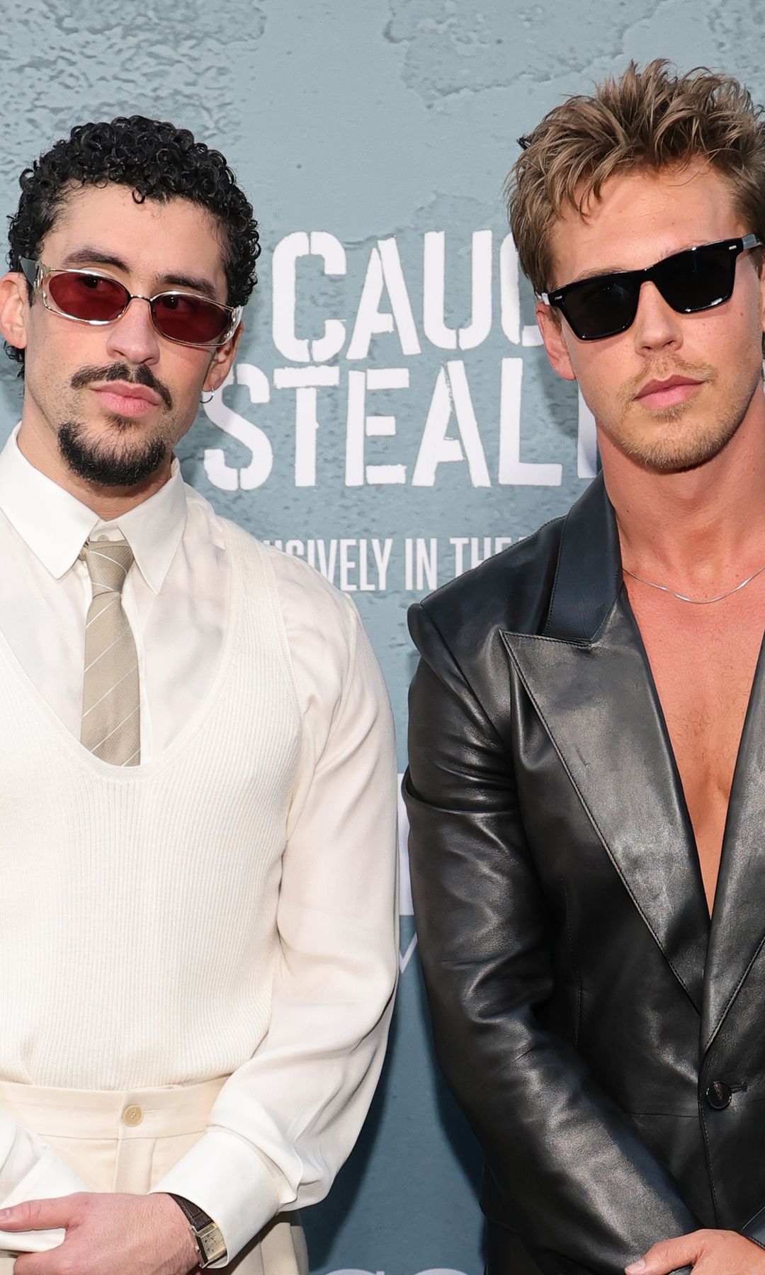 Bad Bunny, Zoe Kravitz, and Austin Butler are black-and-white magic at 'Caught Stealing' premiere