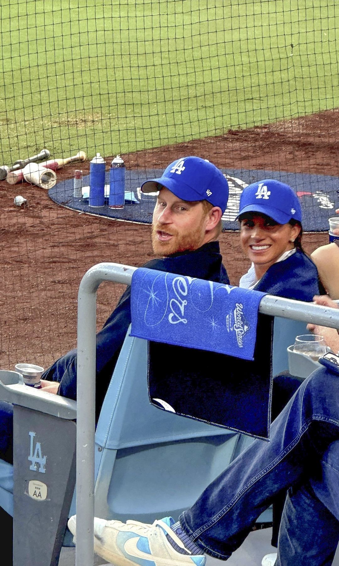 Meghan Markle and Prince Harry wore matching Dodgers caps