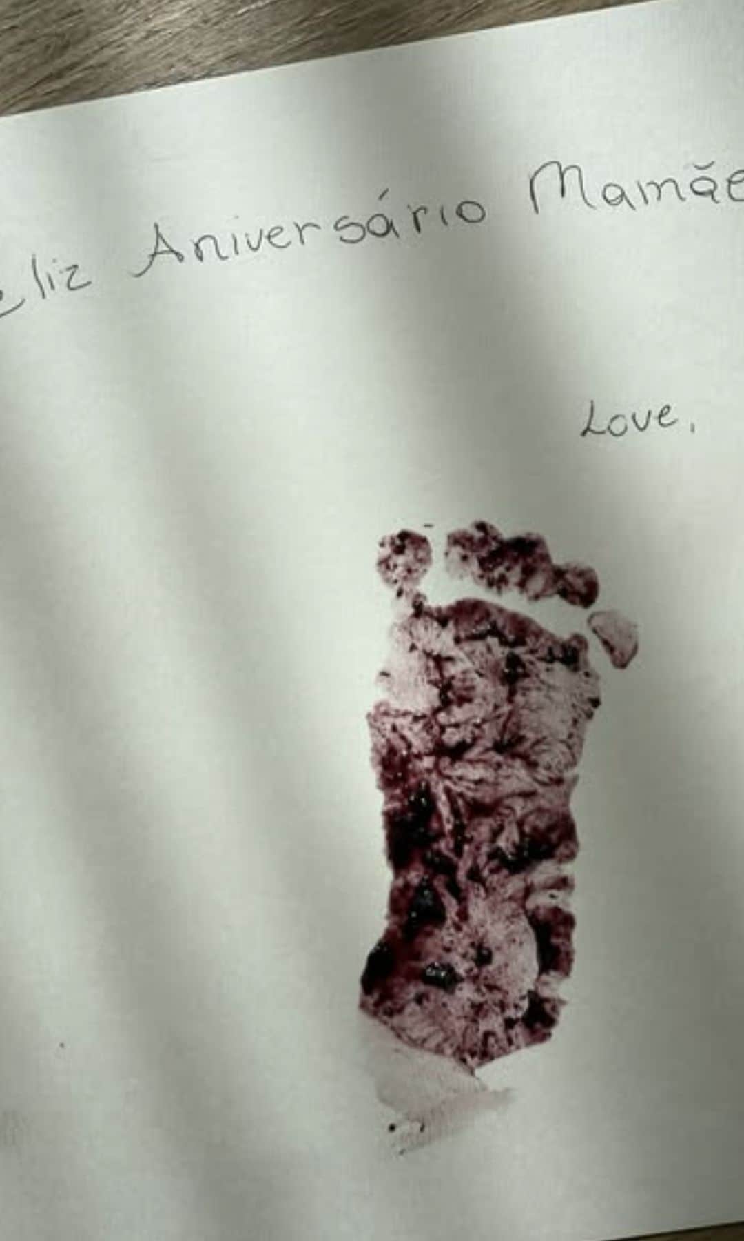 Bundchen shared a birthday card that featured her son's adorable foot print