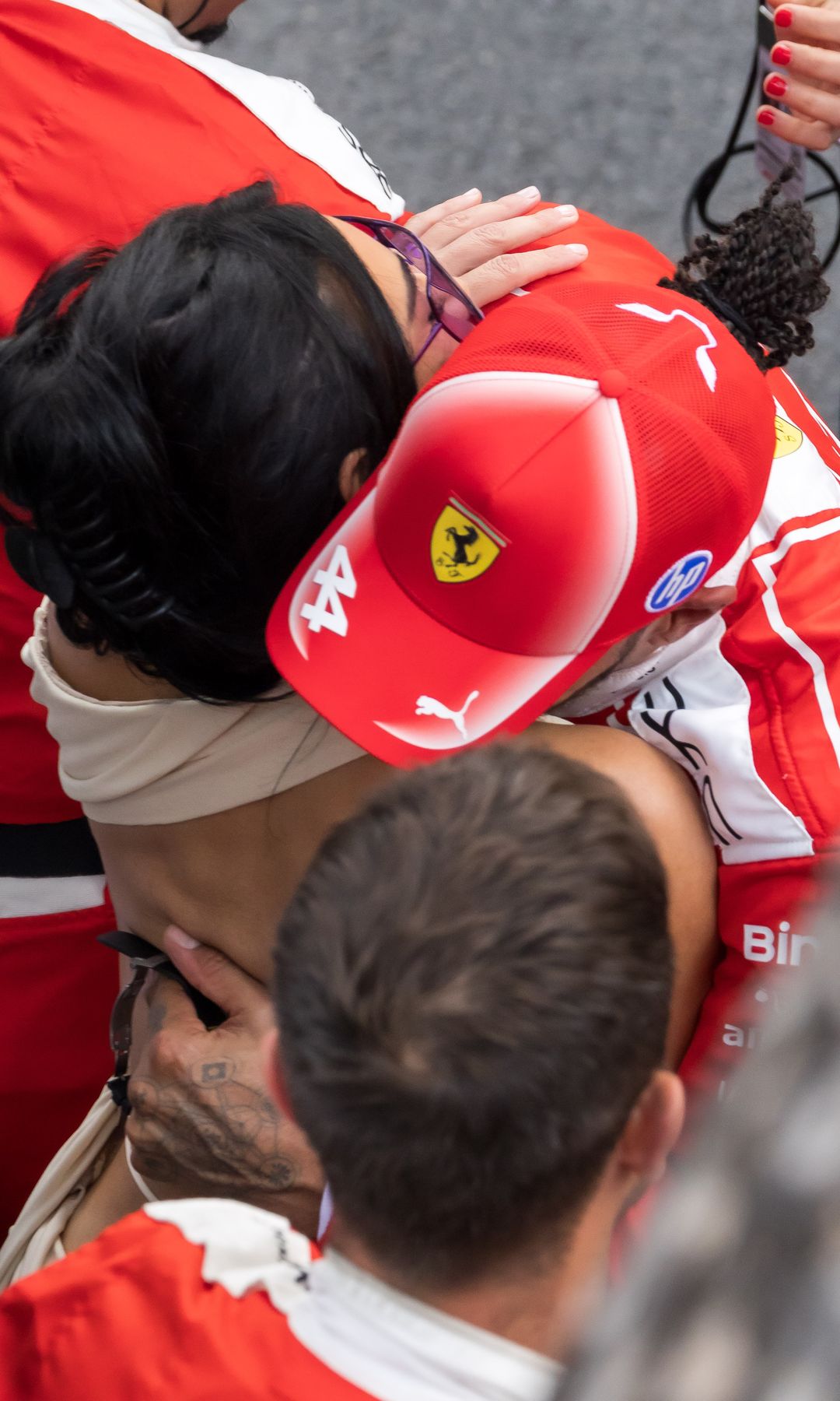 The two shared a hug on the competition