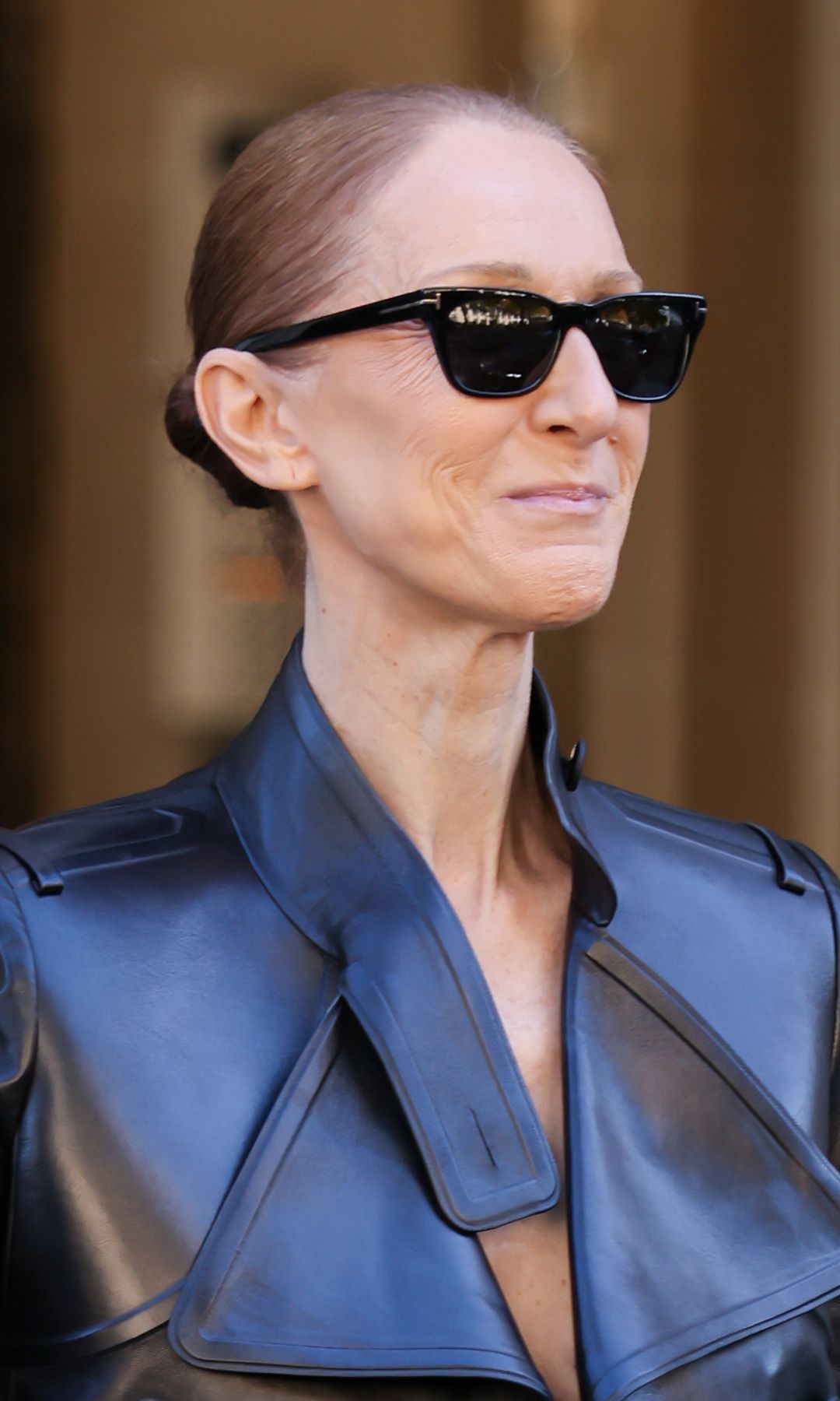 Céline Dion’s head-to-toe leather look in Paris features a daring detail beneath her cropped jacket