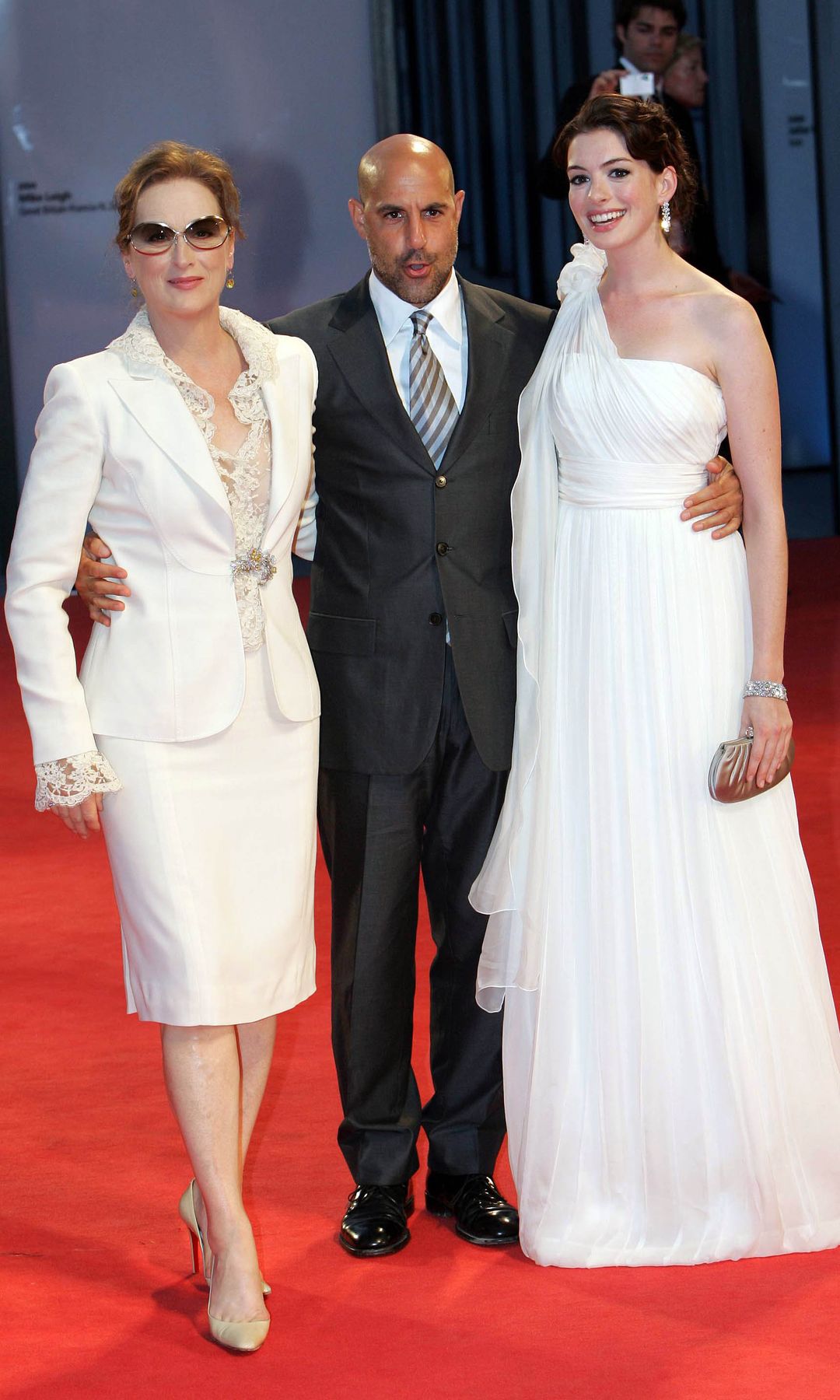 Meryl Streep, Stanley Tucci and Anne Hathaway at the 2006 premiere of The Devil wears Prada