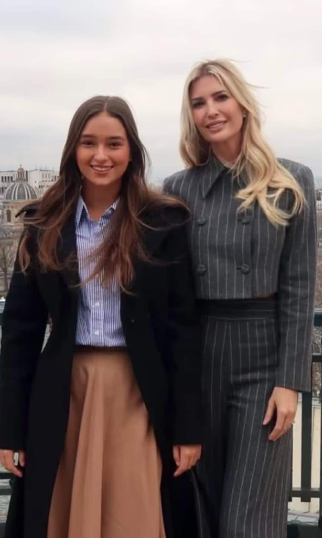 Ivanka Trump poses in corset-style minidress as Arabella shines in gray silk gown