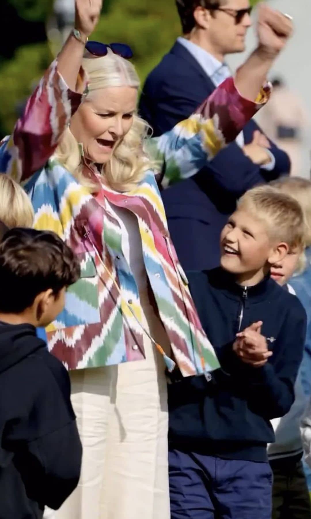Princess Mette-Marit wore a colorful outfit for the occasion