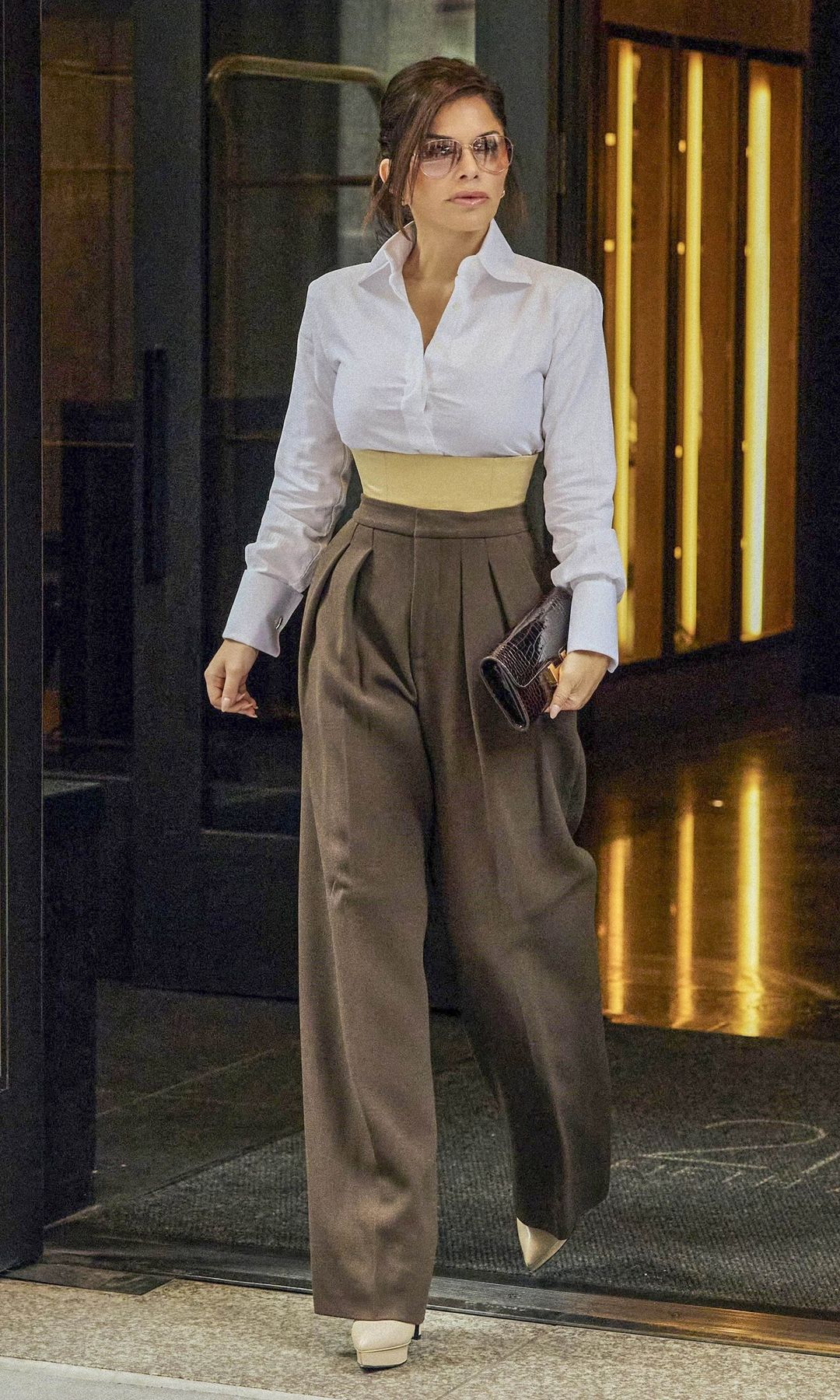 Sanchez-Bezos is opting for a corporate chic look