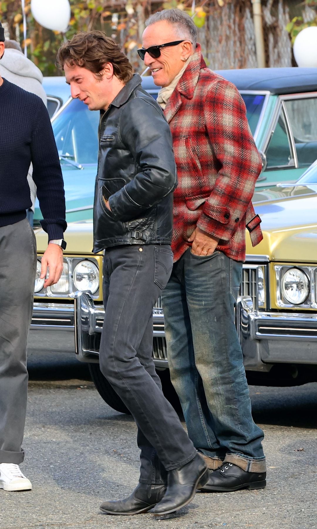 Jeremy Allen White and Bruce Springsteen are seen on the movie set of "Deliver Me From Nowhere" 