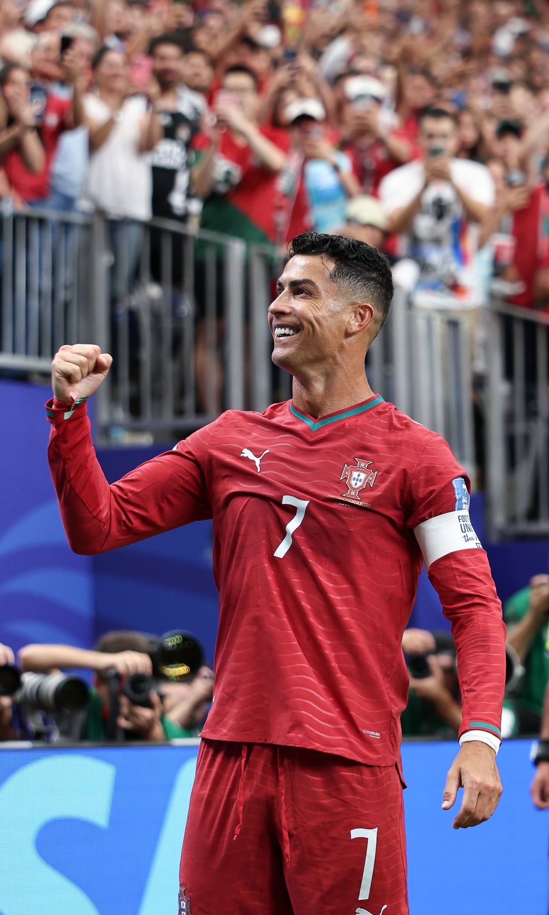 Cristiano Ronaldo #7 of Portugal celebrates after scoring his team's third goal during the FIFA World Cup 2026