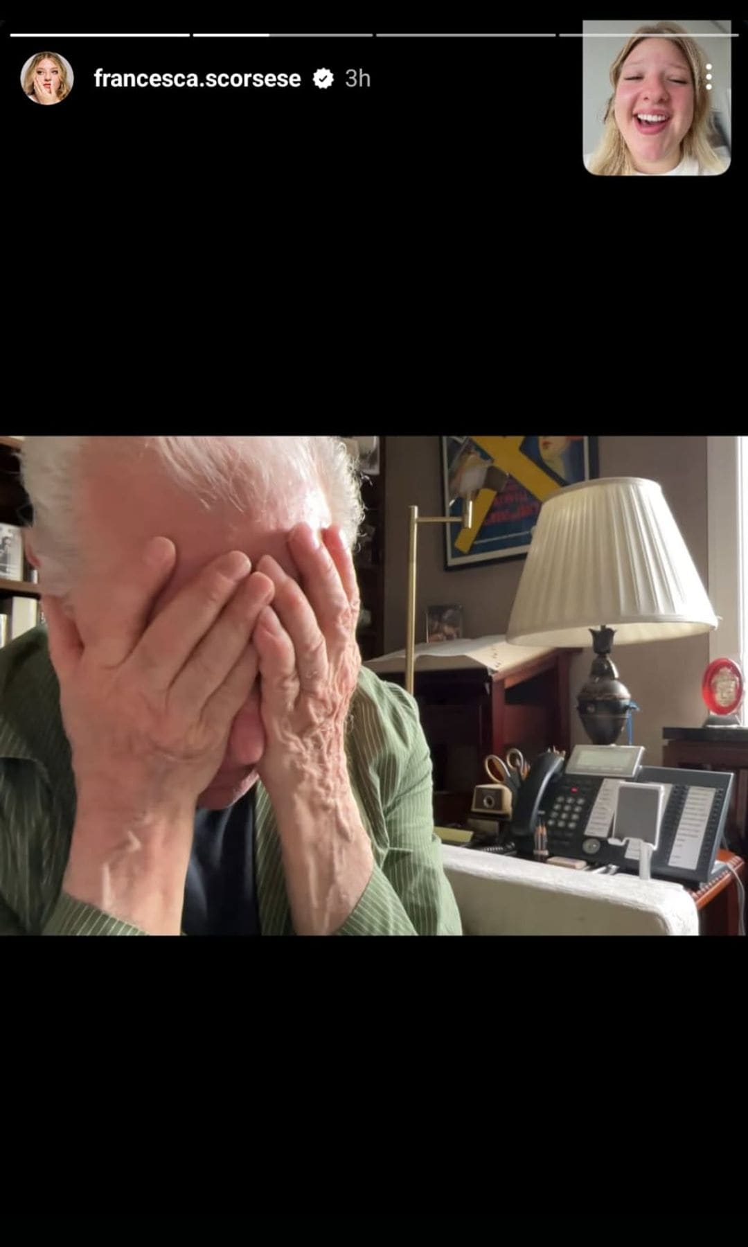 Francesca Scorsese shared a photo of her father's reaction
