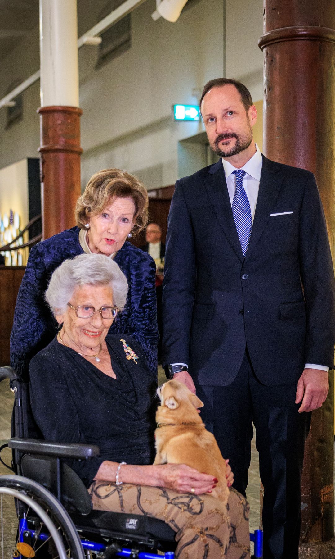Princess Astrid, Wilma, Her Majesty Queen Sonja and Crown Prince Hakon Magnus at the opening of the exhibition "At the King's Table" in 2025