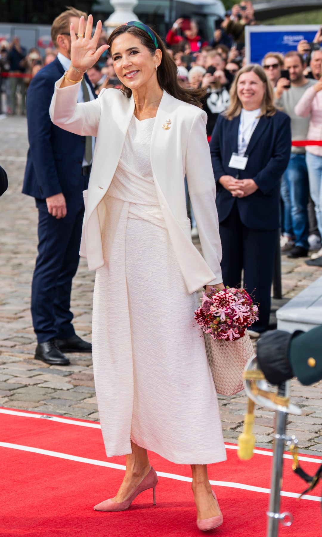 Queen Mary of Denmark as she officially disembarks the Royal Yacht Dannebrog