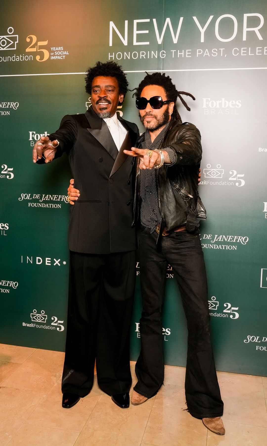 Seu Jorge and Lenny Kravitz at the 25th anniversary of the BrazilFoundation in New York