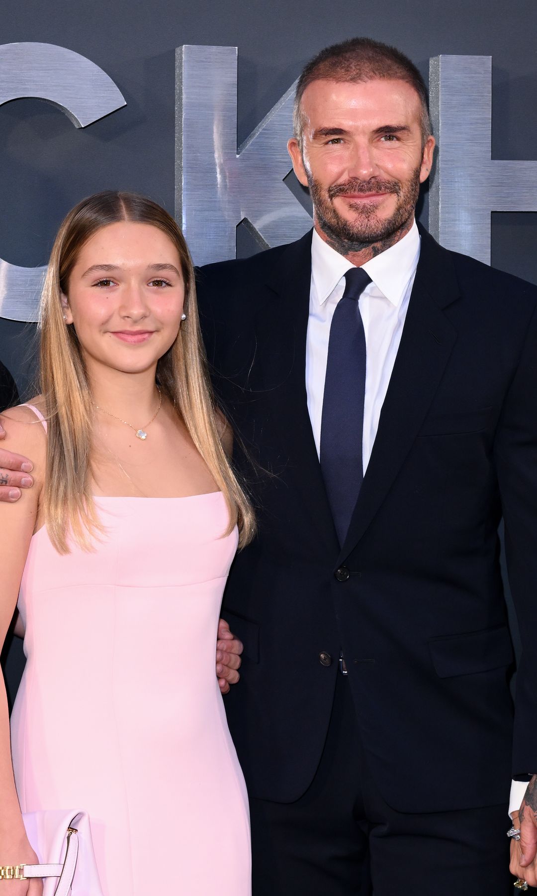 Harper and David Beckham at the "Beckham" premiere in London