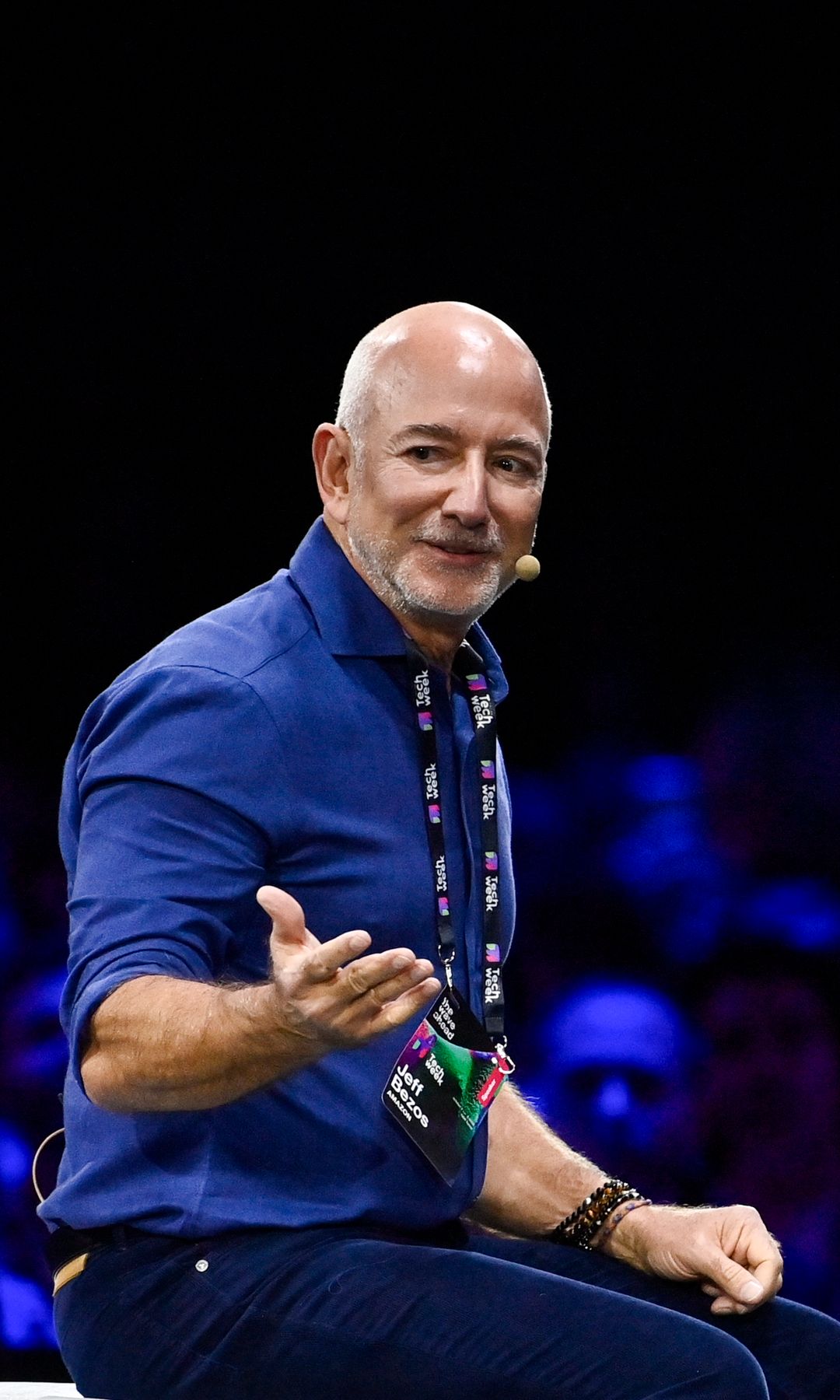Jeff Bezos Amazon's founder speaks with John Elkann Stellantis' Chairman on stage during the Italian Tech Week 2025 at OGR Officina Grandi Riparazioni on October 3, 2025 in Turin, Italy. (Photo by Stefano Guidi/Getty Images)