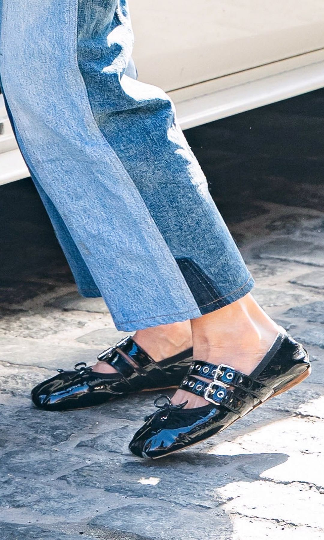 Katie Holmes with her black Miu Miu Mary Janes