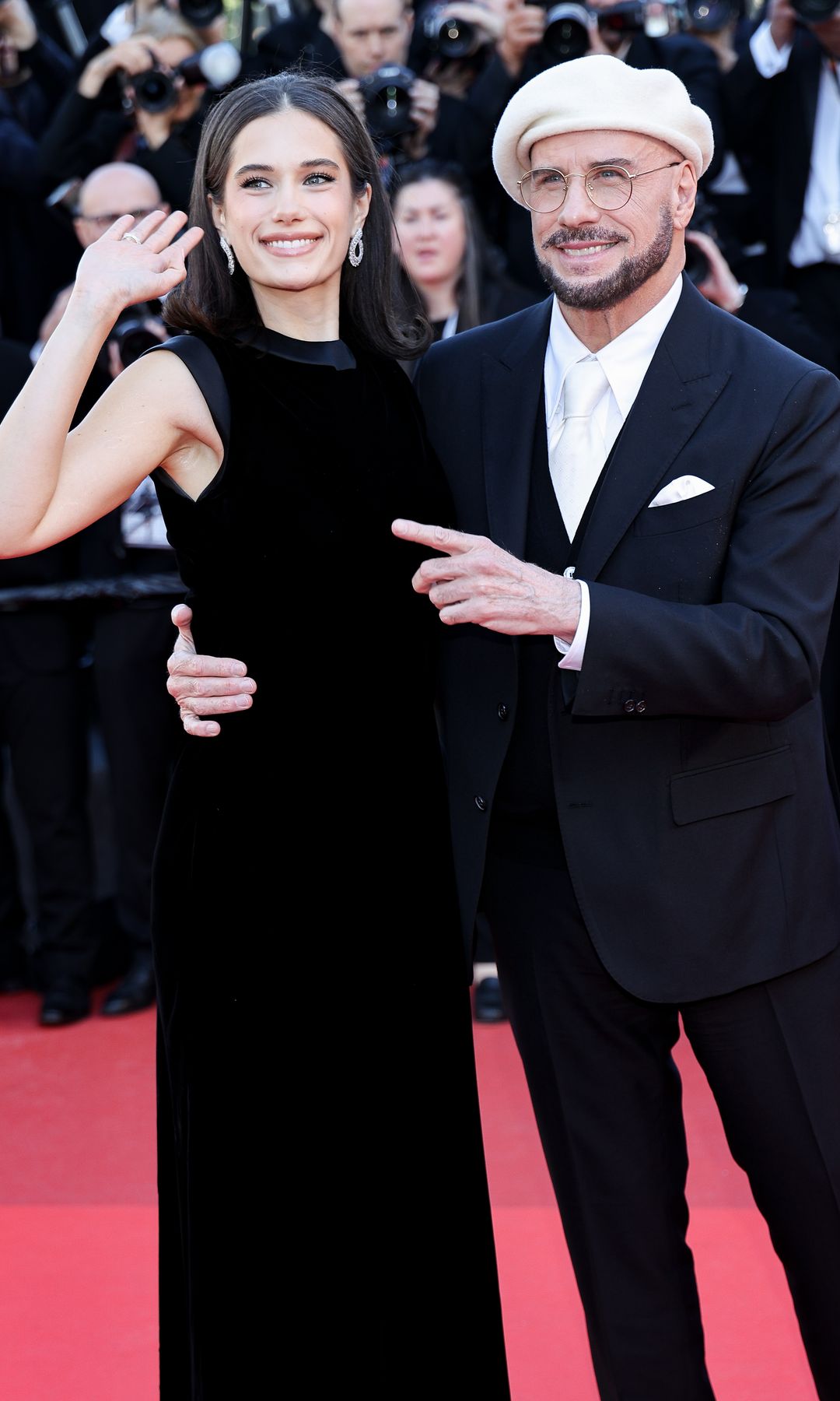 Ella Bleu Travolta and John Travolta at the "Karma" screening in the Cannes Film Festival