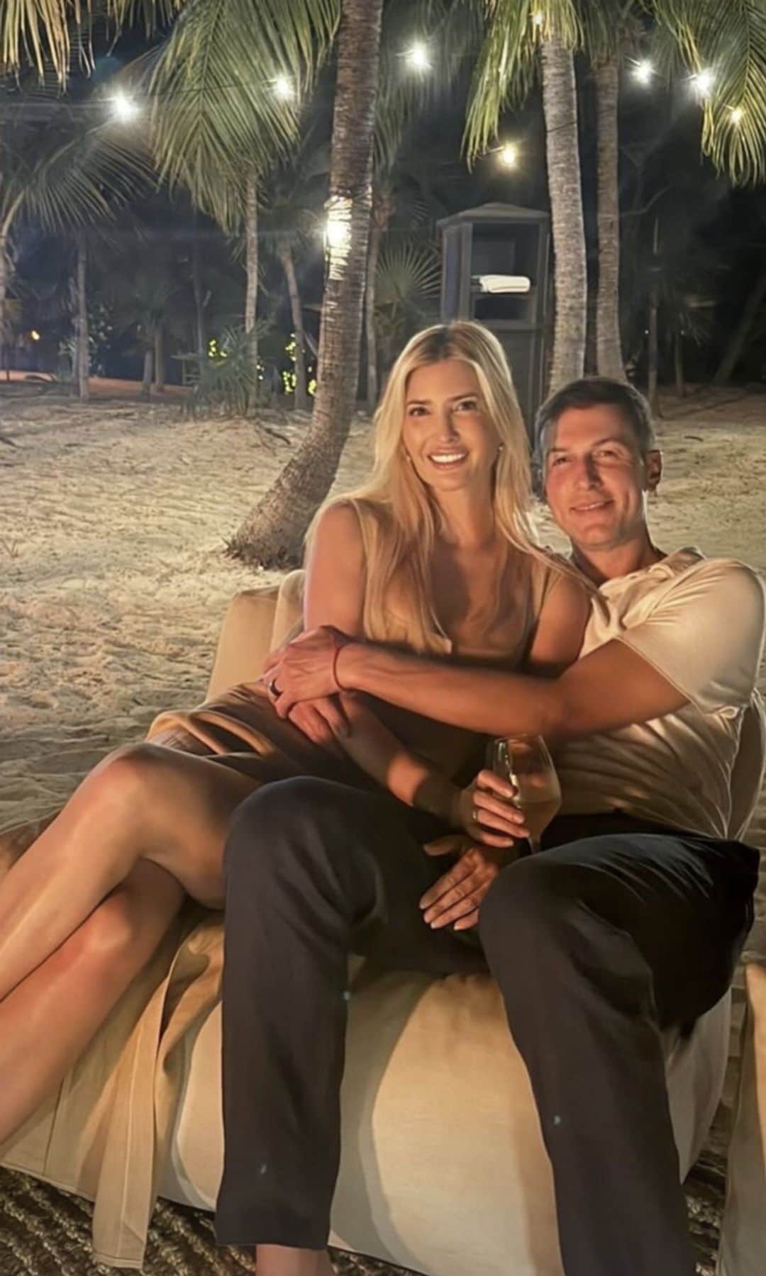 Ivanka and her husband Jared Kushner cuddled up next to a fire