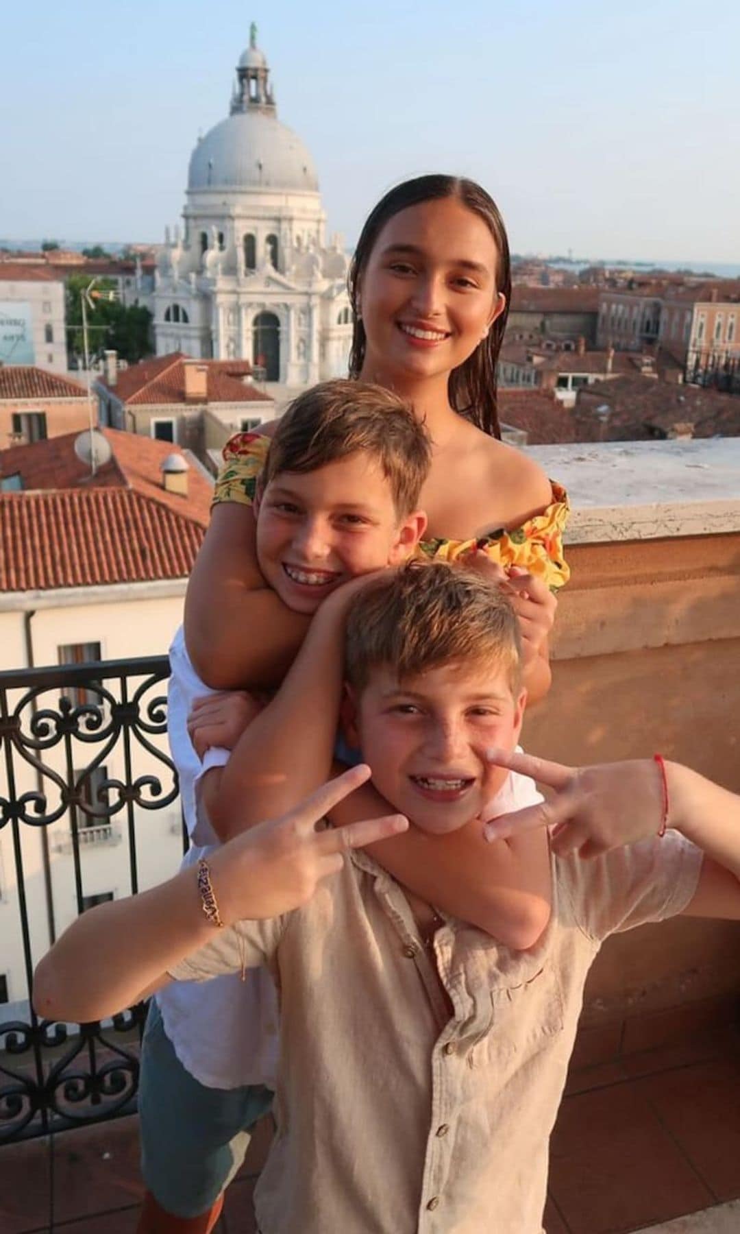 Ivanka Trumps kids with the Basilica of Santa Maria della Salute as a backdrop.