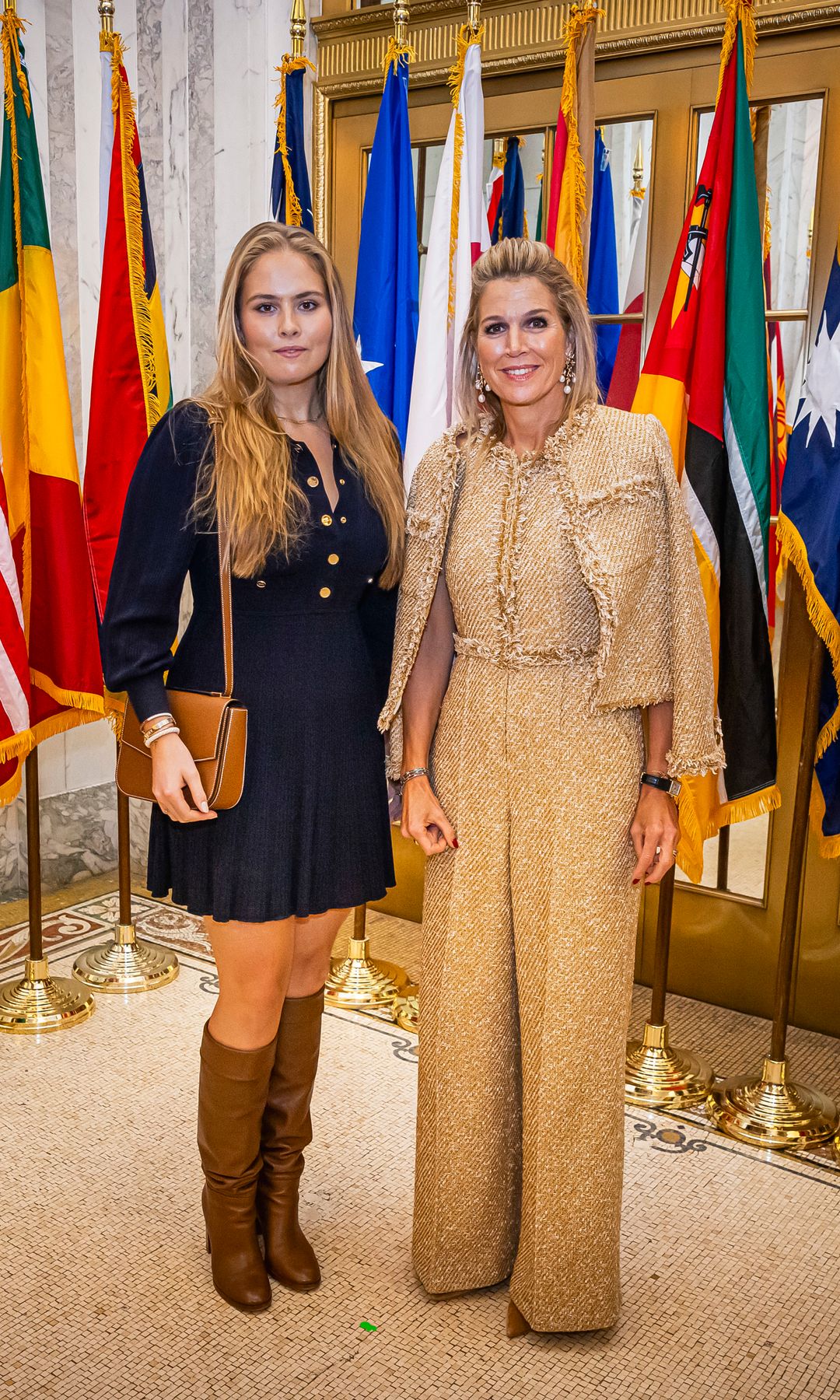 Queen Maxima and Princess Amalia at the Plaza Hotel, where they met with various industry leaders