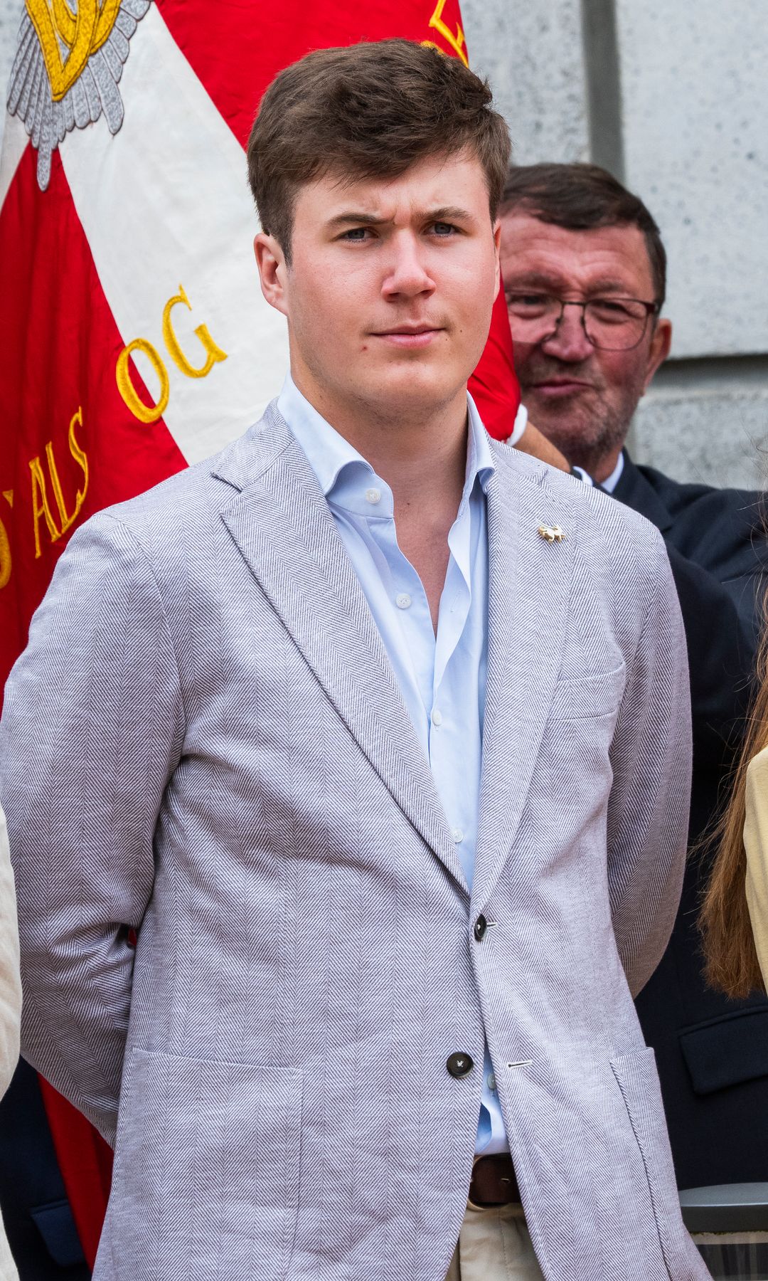 Crown Prince Christian of Denmark welcomed by the public at Graasten City Hall to mark the start of the Royal Family's summer holiday in July of this year