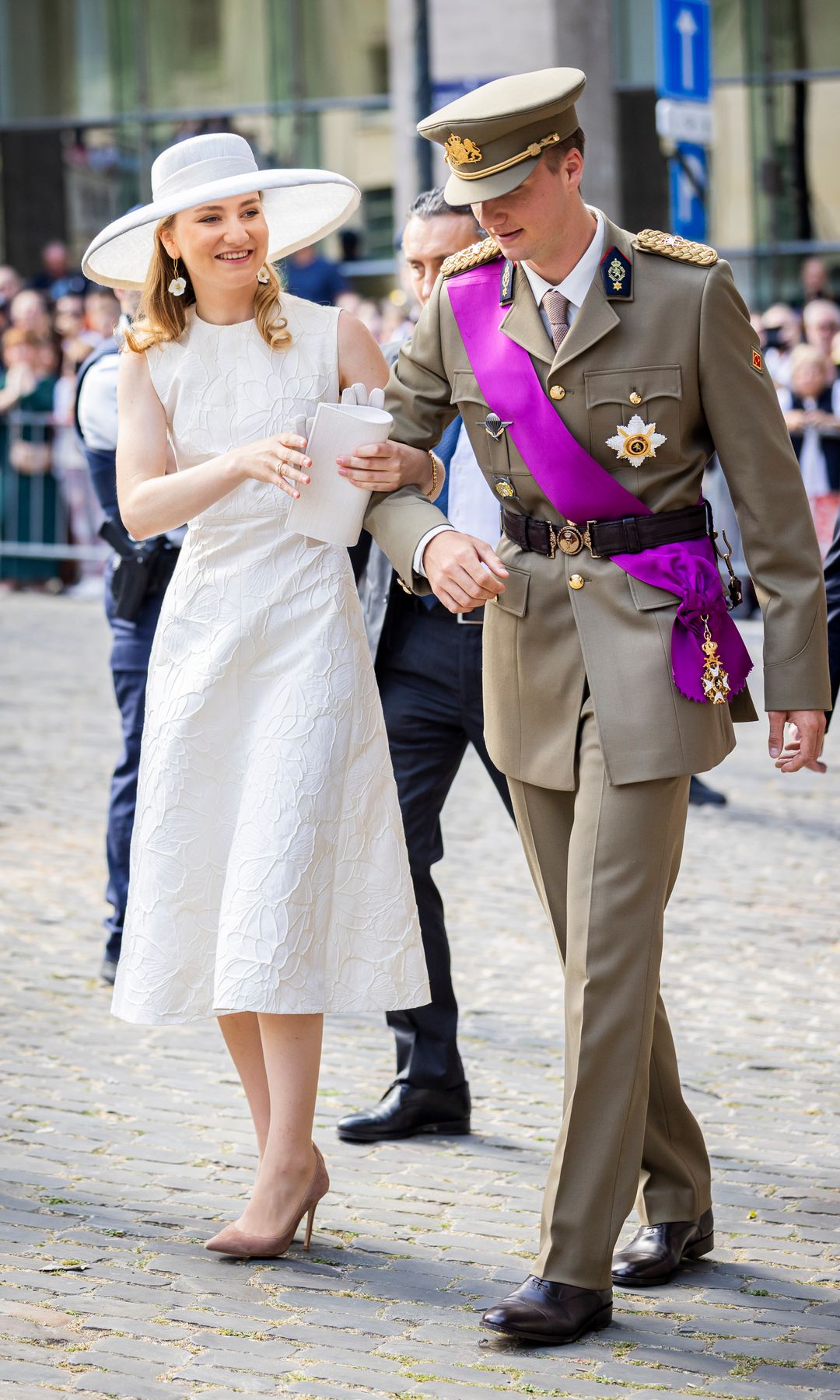 Princess Gabriel and his older sister, Princess Elisabeth, at the Te Deum Mass on Belgium's National Day