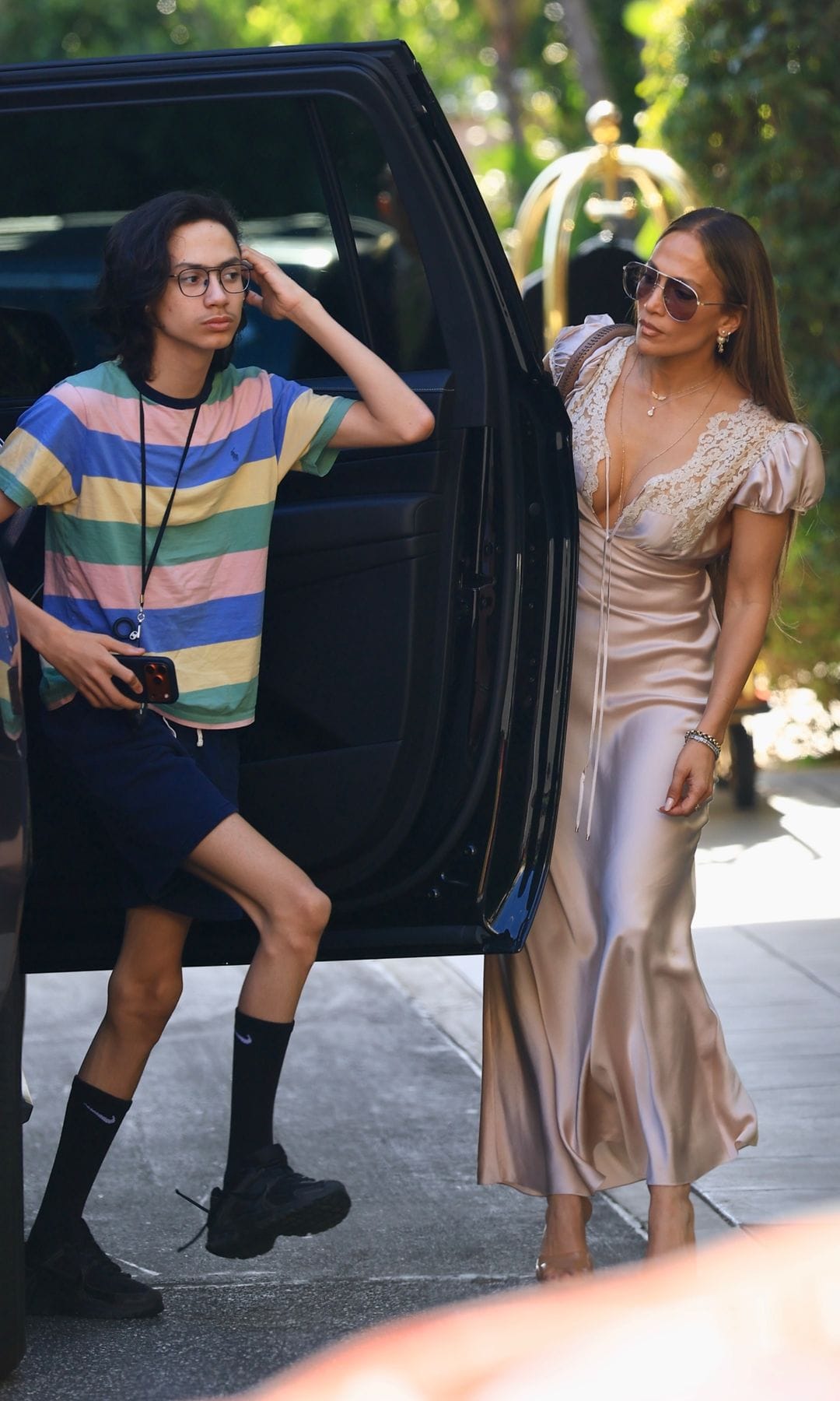 Lopez and her son were seen arriving at the Beverly Hills Hotel