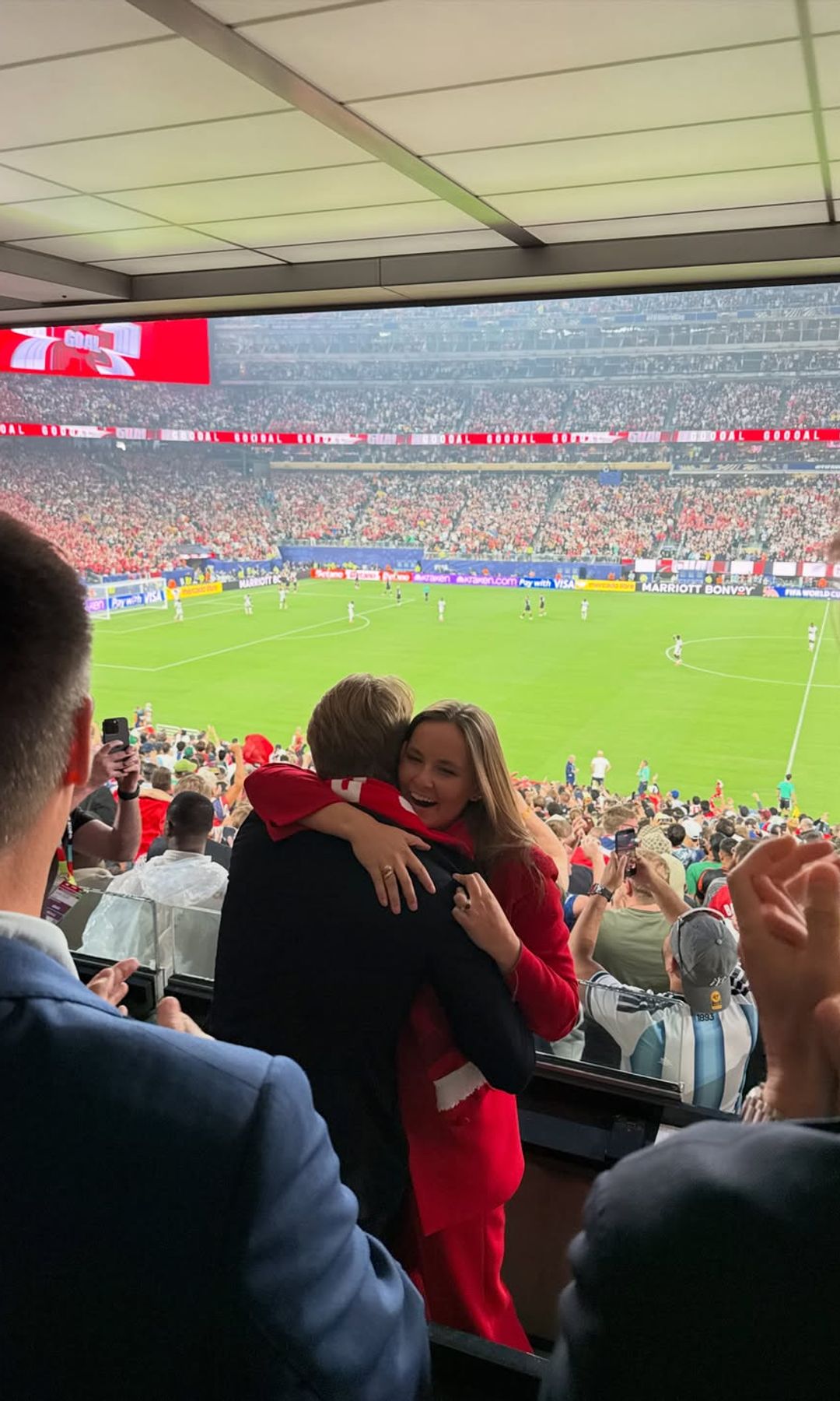 Princess Ingrid and Prince Sverre celebrating Norway's win