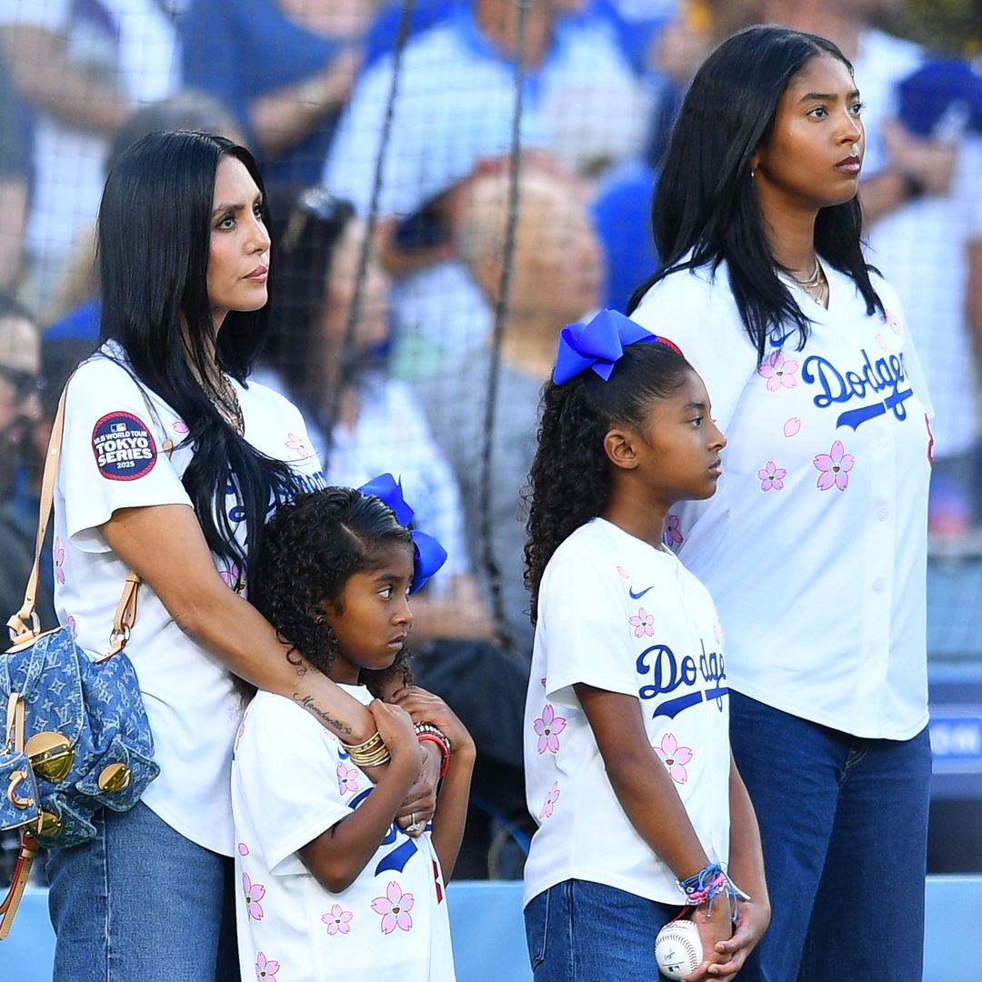 Vanessa Bryant and her girls honor Kobe with the Dodgers - Bianka takes the mound!