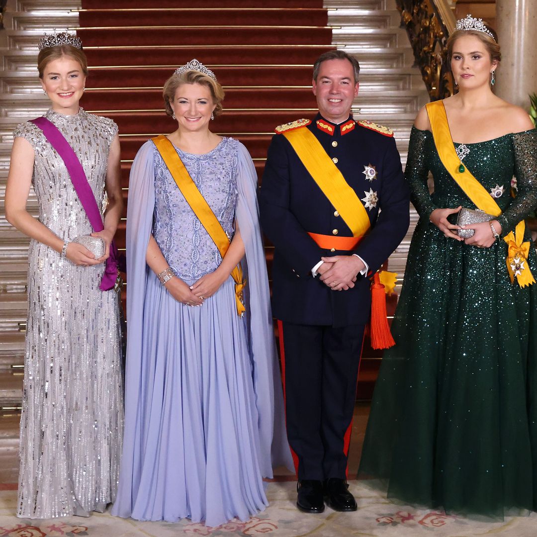 Future Queens Princess Elisabeth and Princess Catharina-Amalia shimmer in sequins and tiaras in Luxembourg