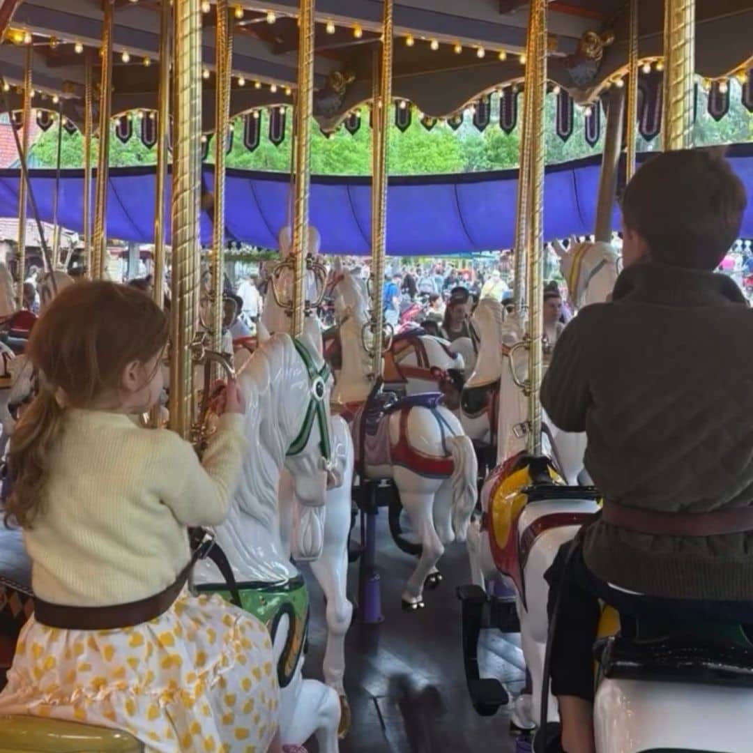 Lili and Archie went for a ride on the King Arthur Carrousel