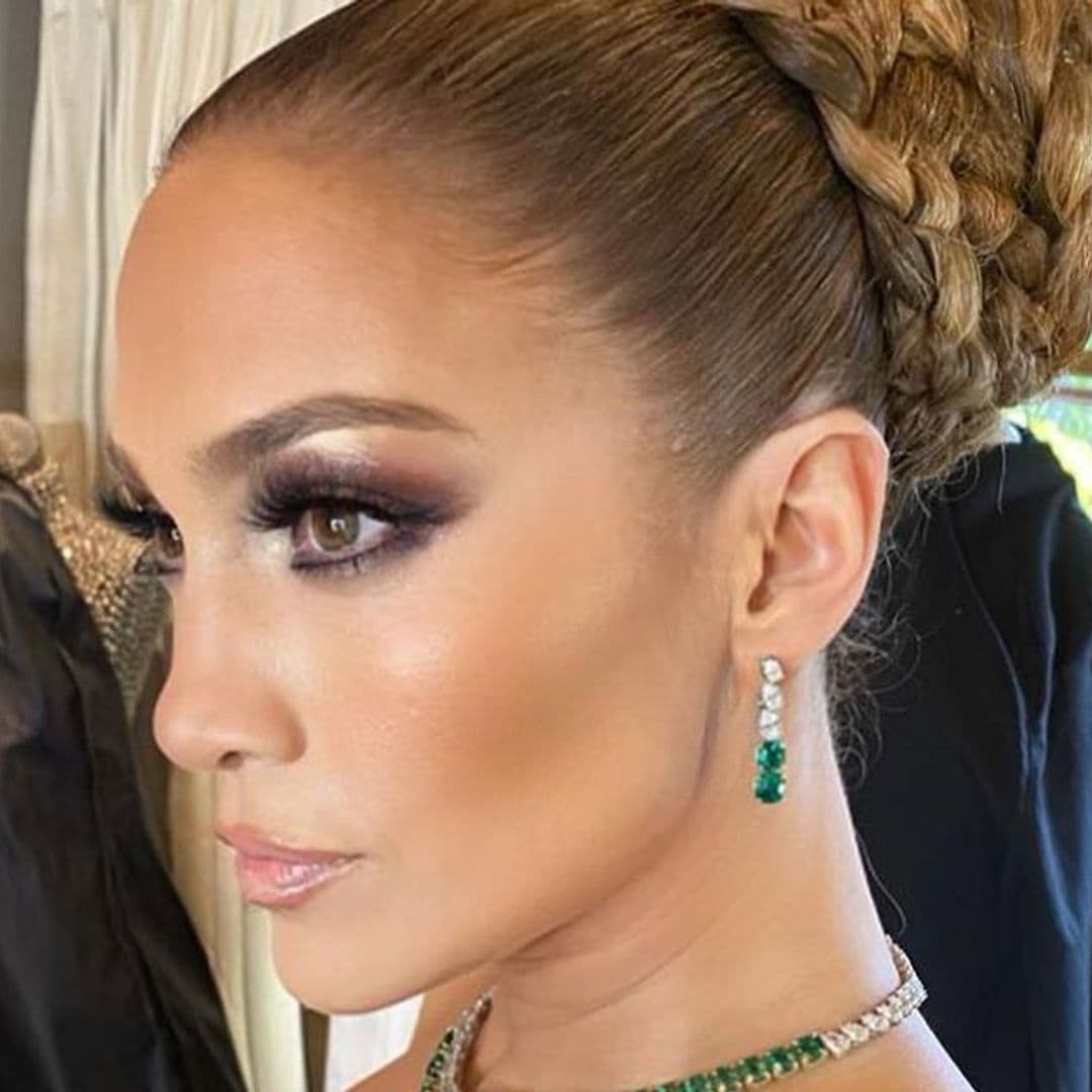 Jennifer Lopez embodies elegance with sleek crown braid and lavish lashes for Golden Globes 2020