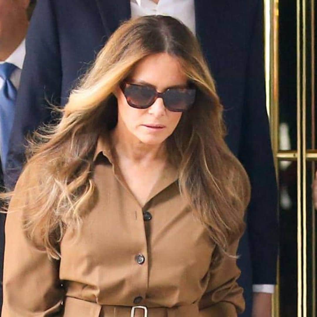 Melania Trump spotted in chic ensemble in NYC: Leaving Trump Tower with son Barron