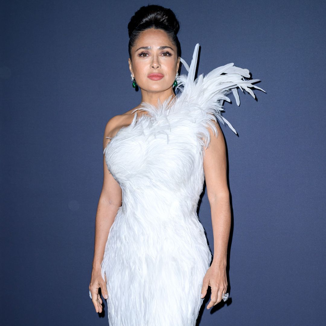 Salma Hayek steals the show in a bold feathered Gucci gown at Cannes