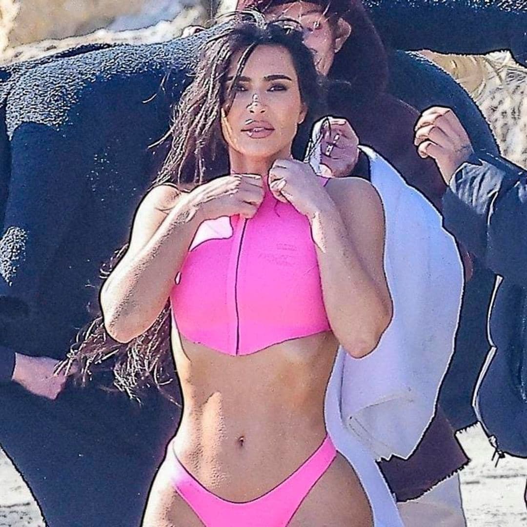 Kim Kardashian turns up the heat in pink thong bikini: New photo shoot