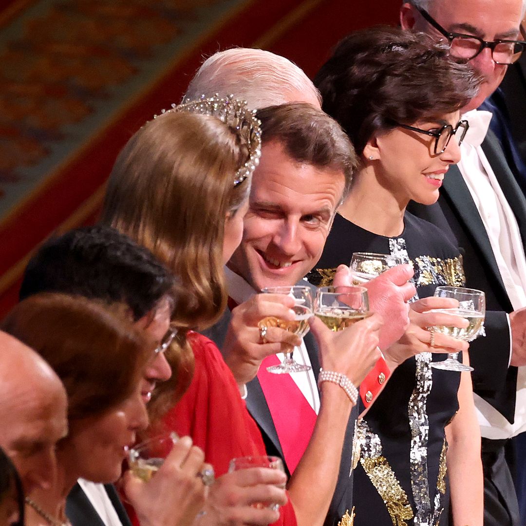 French President Emmanuel Macron gives Princess Kate Middleton cheeky wink at state banquet