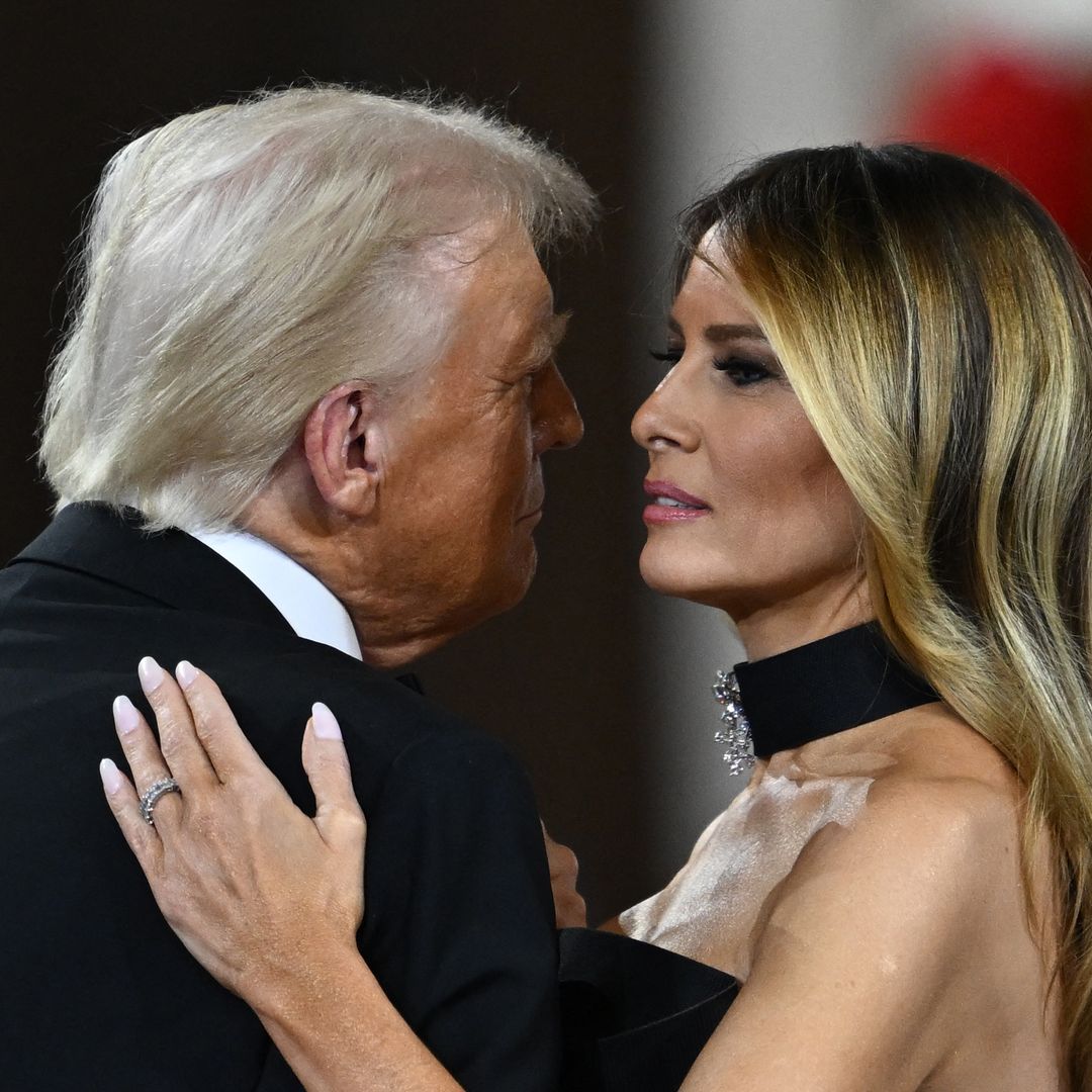 US President Donald Trump (L) and US First Lady Melania Trump dance to The Battle Hymn of the Republic during the Commander-In-Chief inaugural ball  on January 20, 2025. 