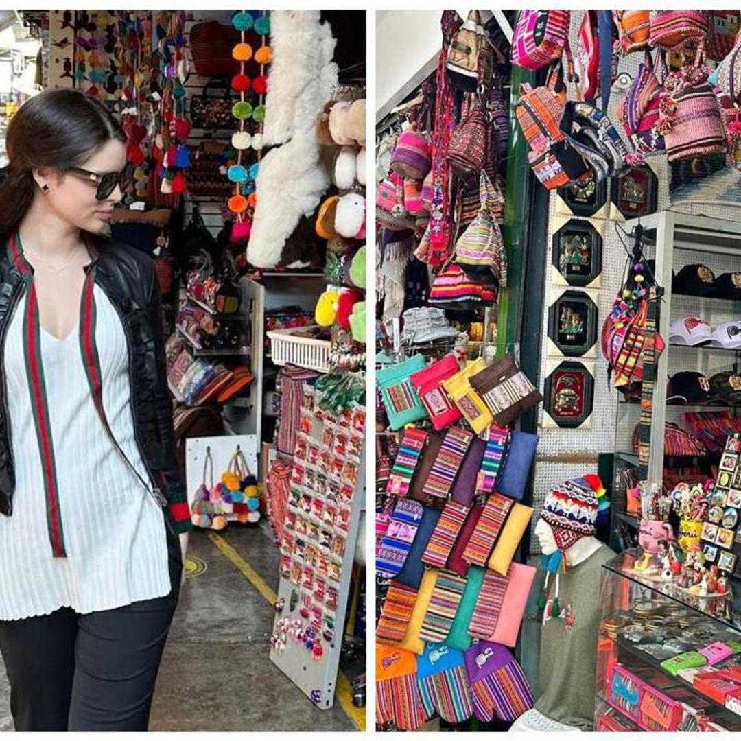 Nadia Ferreira delights with the all the quirky and complex crafts displayed at a Peruvian market