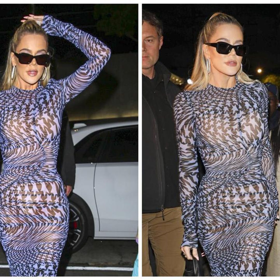 Khloé Kardashian shows off all her curves in see-through star-print dress