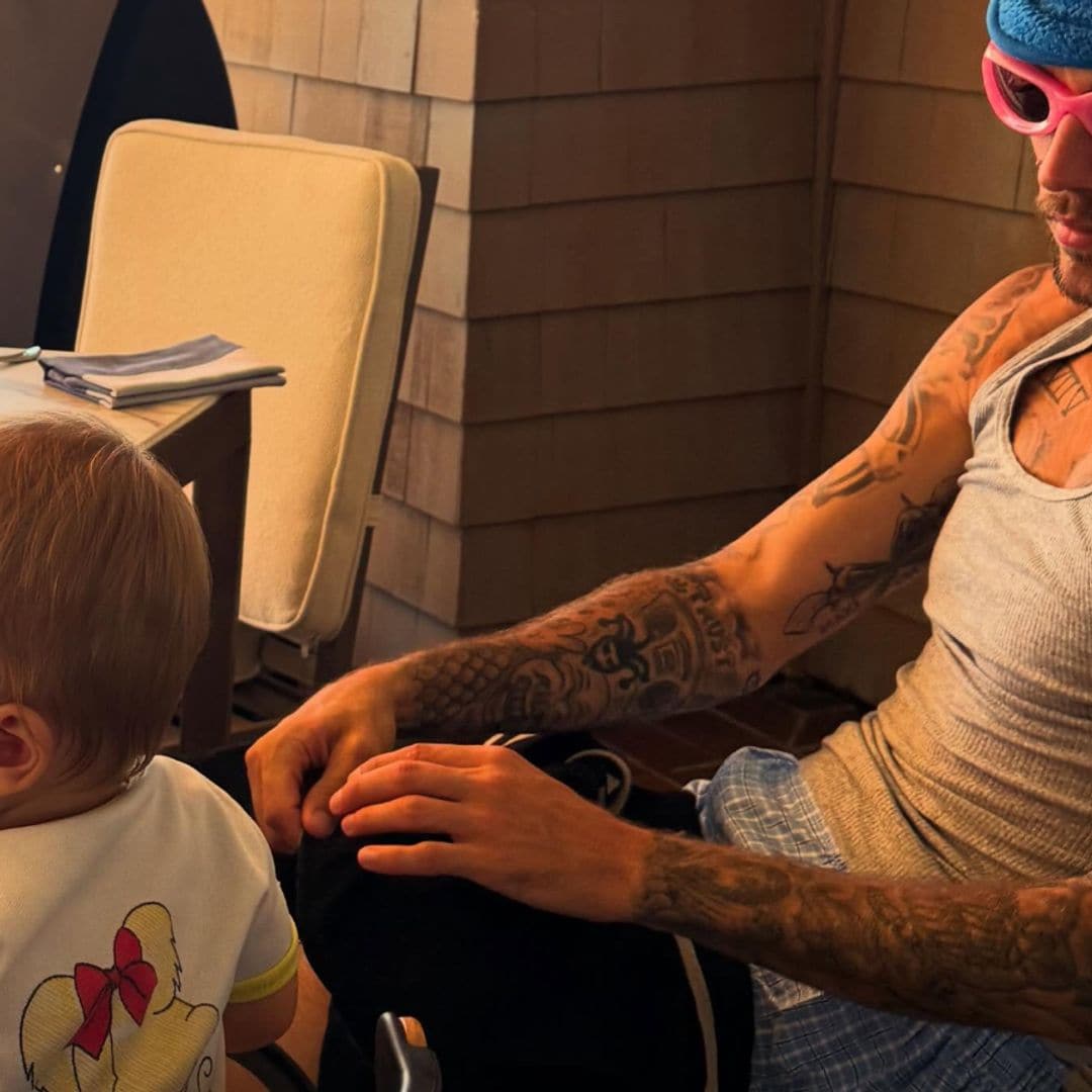 While the parents have shielded the baby's face from the public, they've shared his adorable golden hair