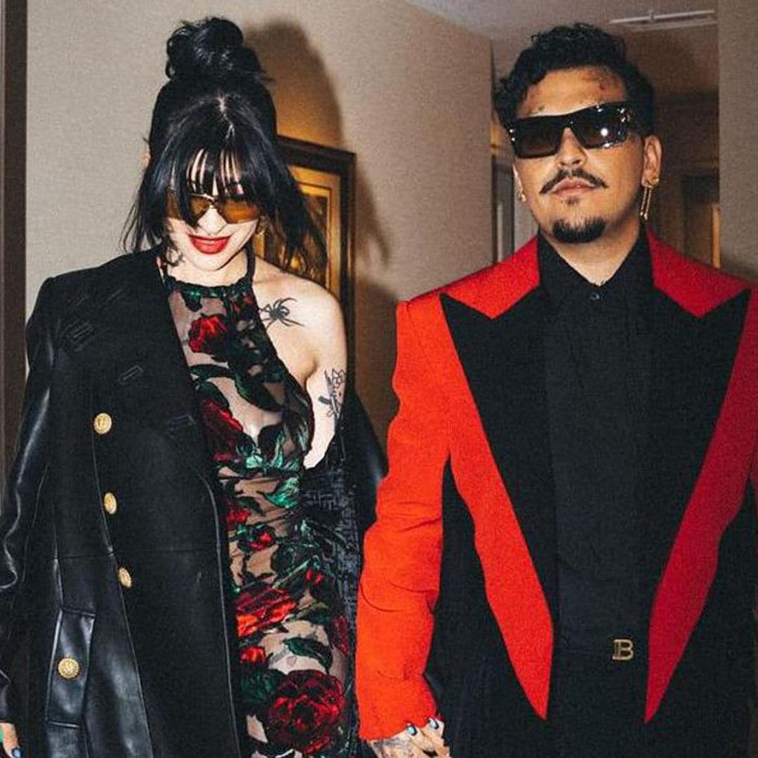 Christian Nodal and Cazzu attend Paris Fashion Week with their daughter Inti