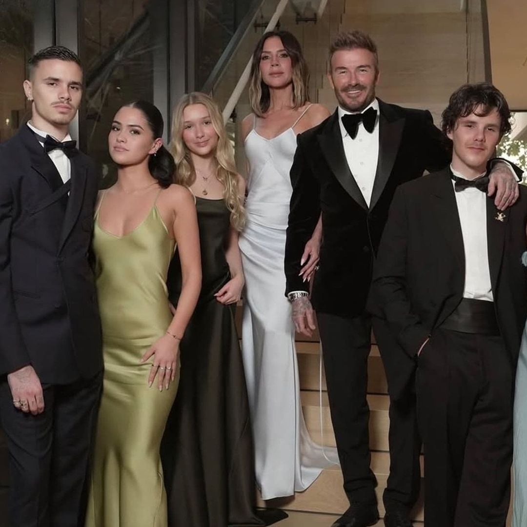 Harper Beckham wows with glam look at David’s 50th Bash