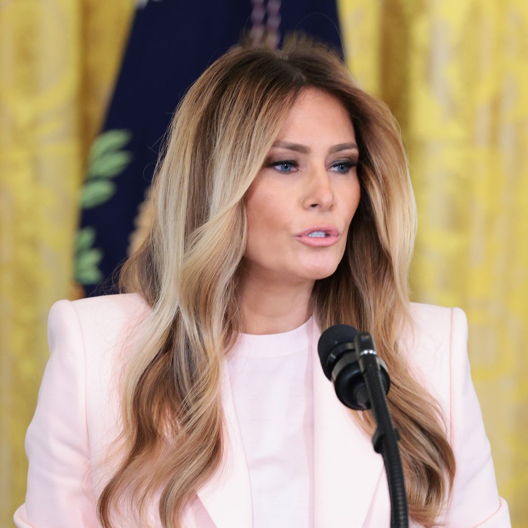 Melania Trump wears belted pink blazer look as she delivers emotional remarks at military mothers event