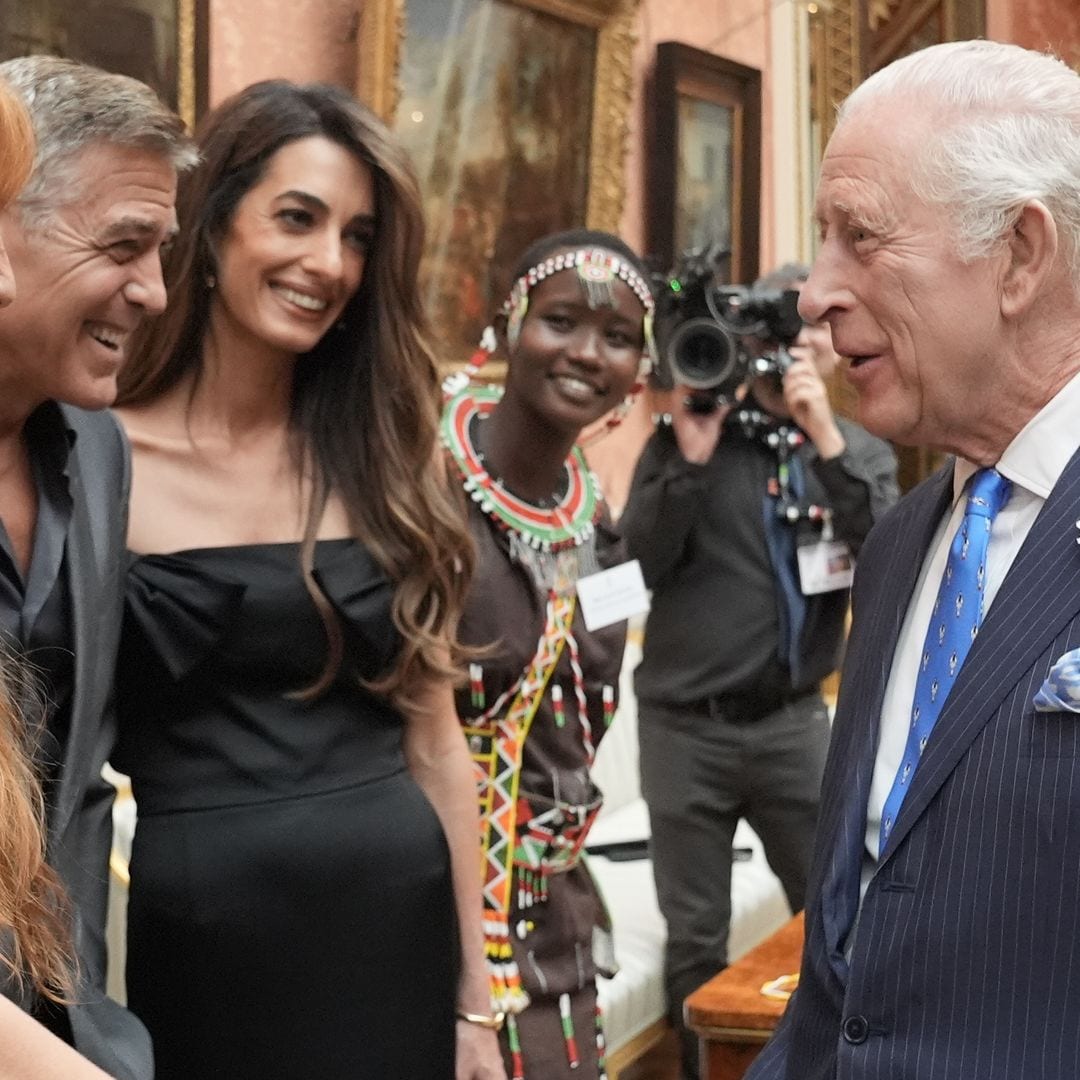 Amal Clooney stuns in LBD at palace reception with George Clooney and King Charles